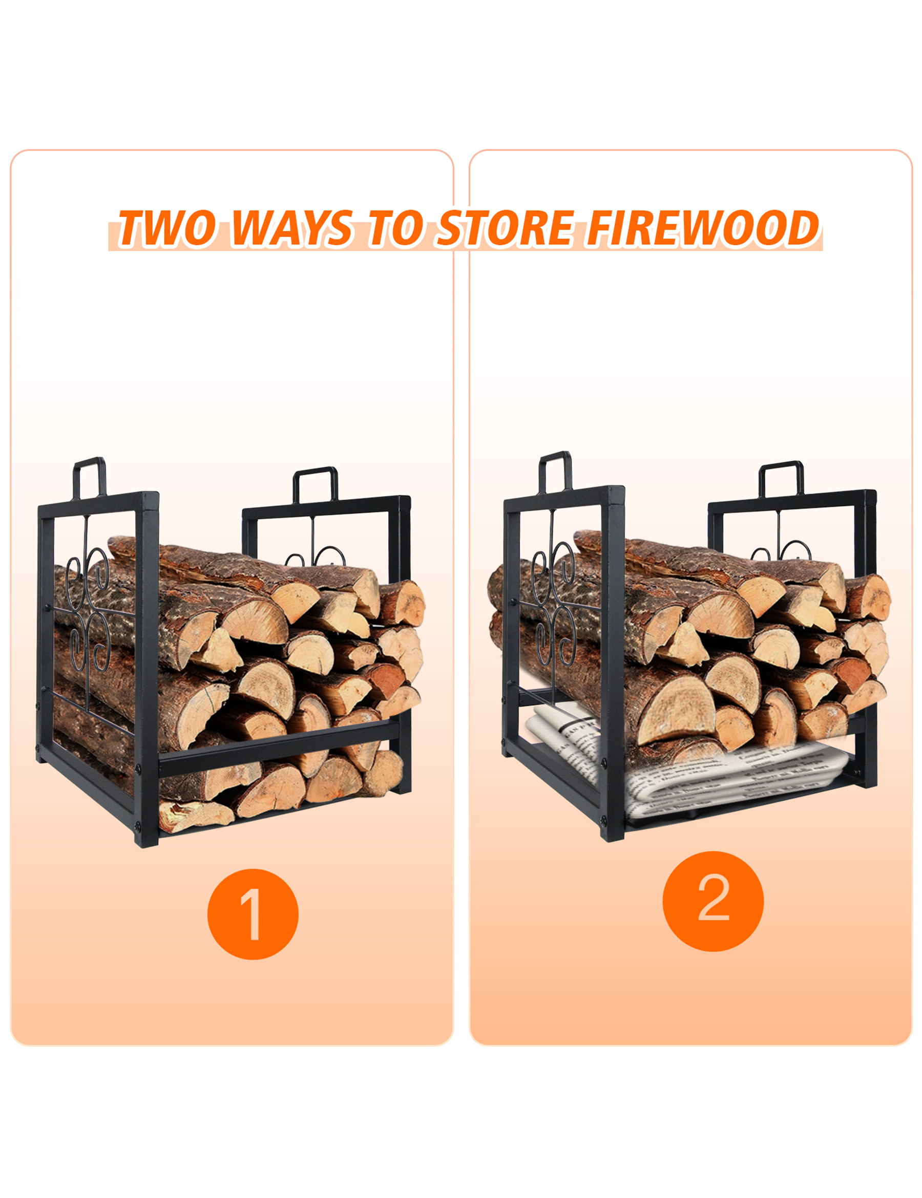 Heavy Duty Portable Firewood Rack with Handle - Outdoor Log Holder for Firewood Storage - Perfect for Camping, Backyard, Fireplace & Patio Use
