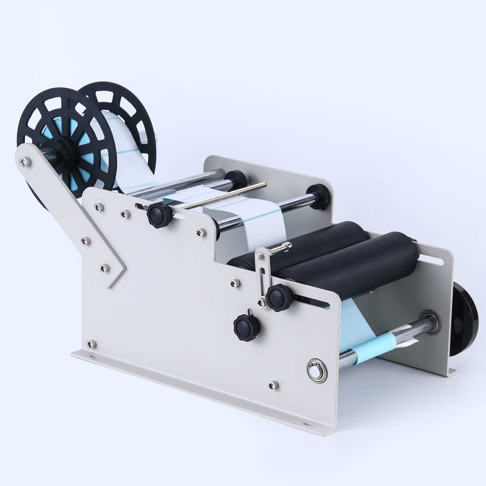 Manual Round Labeling Machine for Bottles - White Bottle Label Applicator for Round Containers, Jars & Tubes - Perfect for Home Brewing, Cosmetics & DIY Crafts Labeling