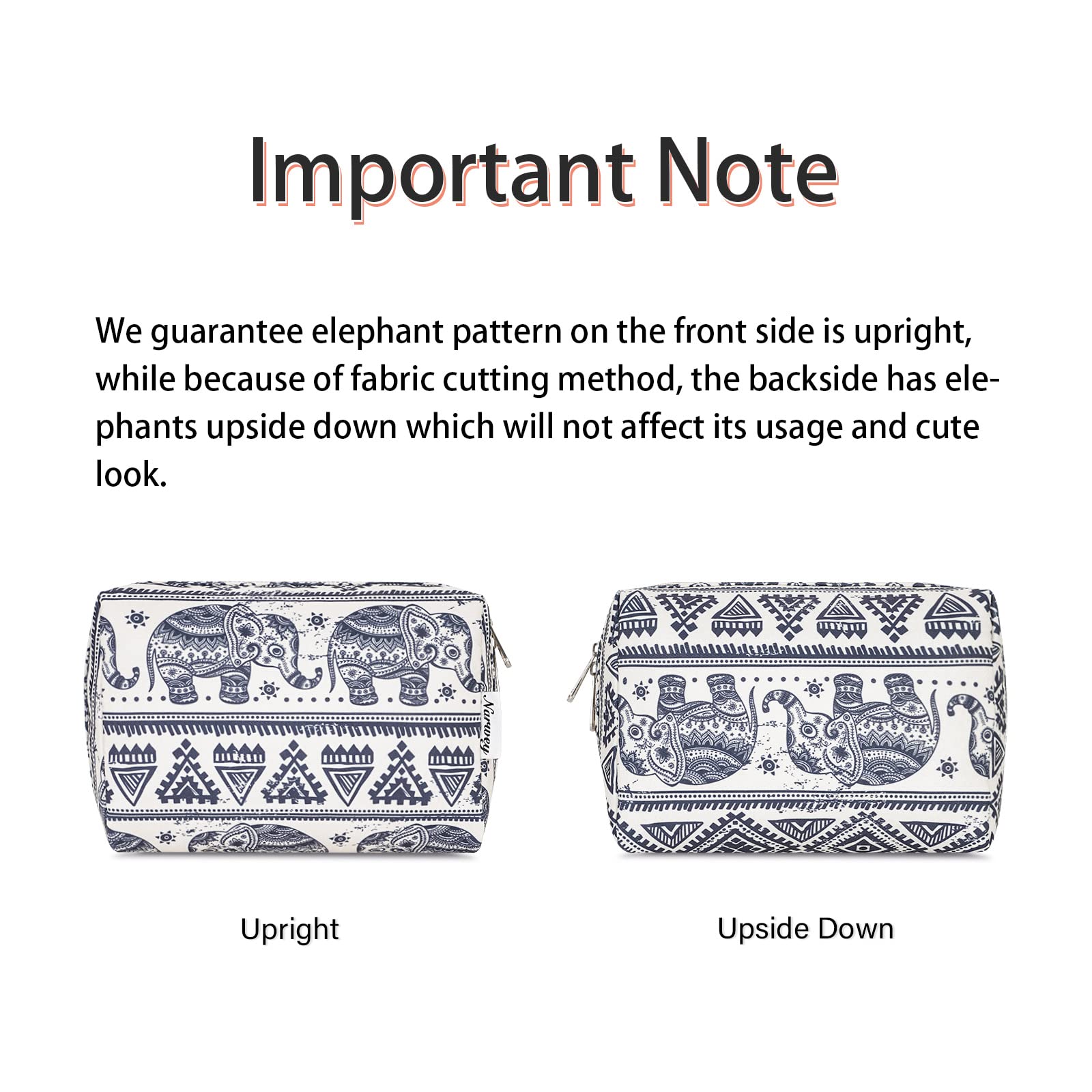 Narwey Cute Elephant Makeup Bag for Women - Travel Cosmetic Organizer for Toiletries & Makeup