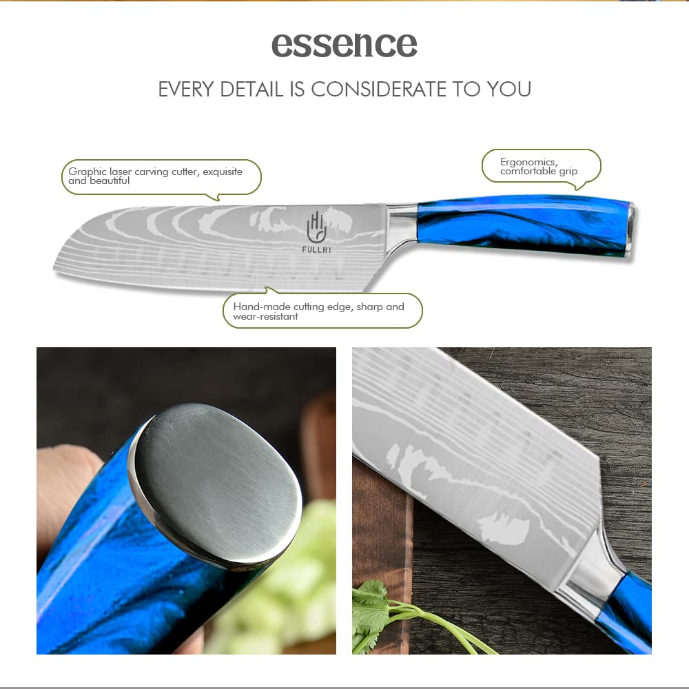 FULLHI 14-Piece Japanese Knife Set - Premium German Stainless Steel Kitchen Knives with Multiple Color Options - Perfect for Home Chefs, Cooking Enthusiasts & Professional Kitchens