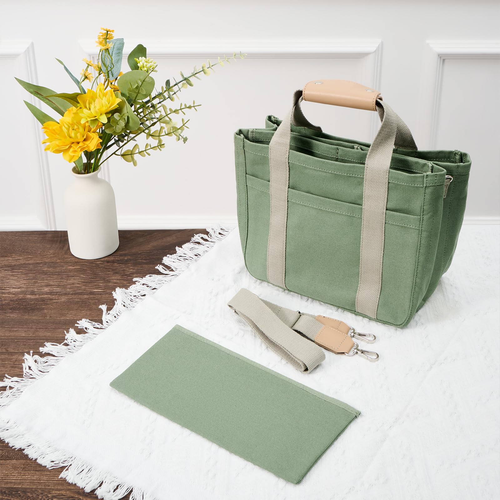 Stylish Multi-Pocket Canvas Tote Bag for Women - Large Capacity Reusable Handbag with Sturdy Handles | Perfect for Work, Travel, Shopping & Daily Use