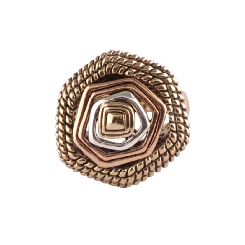 Barse Tri Metal Abstract Ring for Women - Unique Geometric Fashion Jewelry - Perfect for Parties, Weddings & Everyday Wear