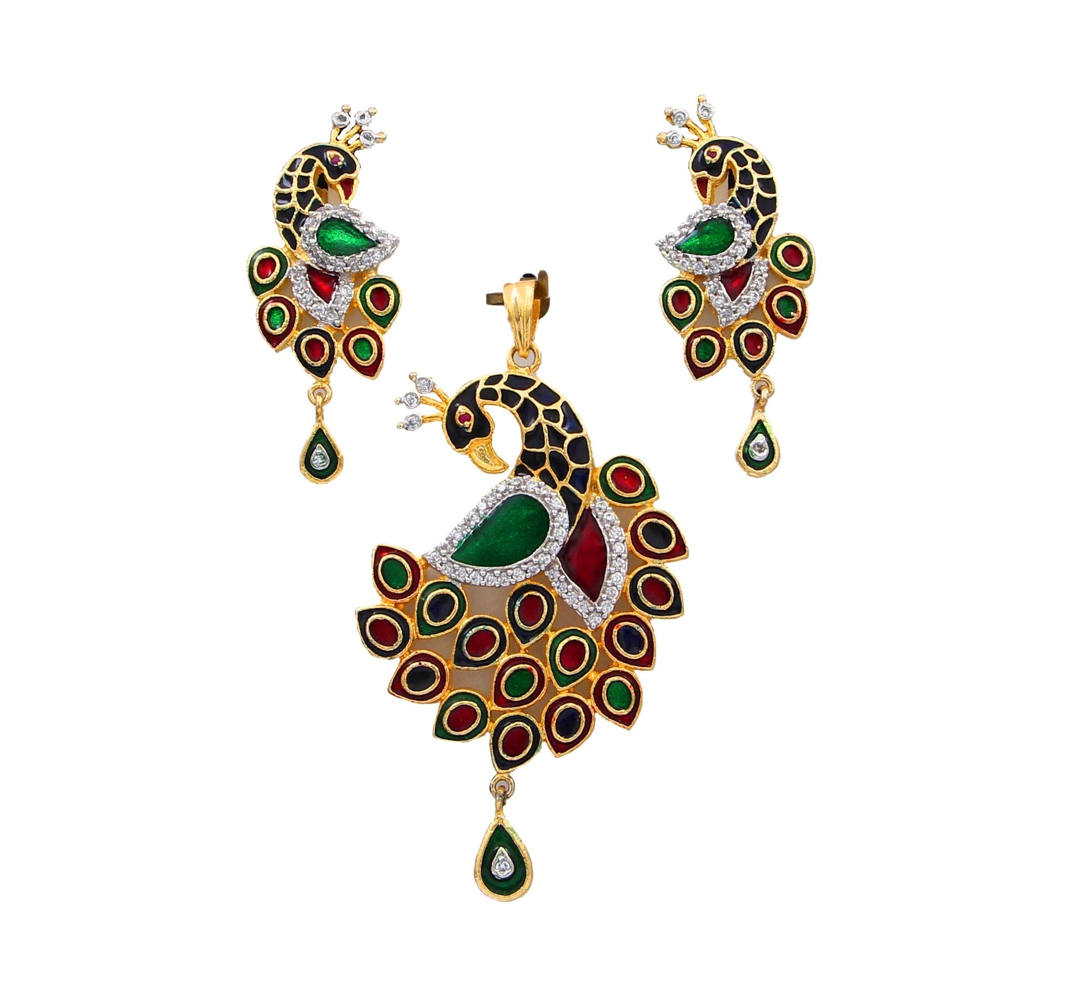 Elegant Gold Plated Cubic Zirconia Pendant & Earrings Set for Women - Sparkling Fashion Jewelry Gift for Birthday, Anniversary & Special Occasions