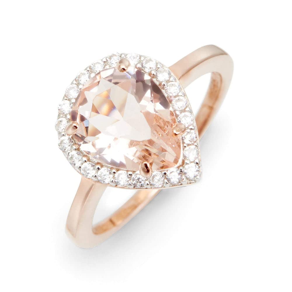 Pear Cut Morganite Rose Gold Engagement Ring for Women - Elegant Promise Ring for Her | Perfect for Proposals, Anniversaries & Special Occasions
