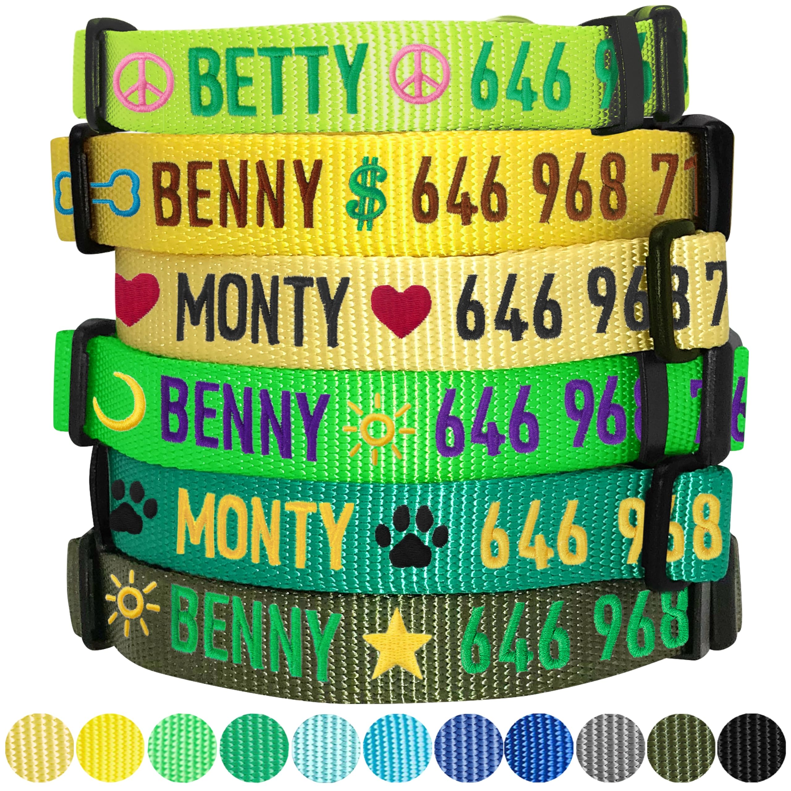 Personalized Dog Collars for Small Dogs - Adjustable Pet Collar with Custom Name & Phone Number Embroidery | Highlighter Yellow Small Dog Collar | Perfect for Daily Walks, Training & Identification