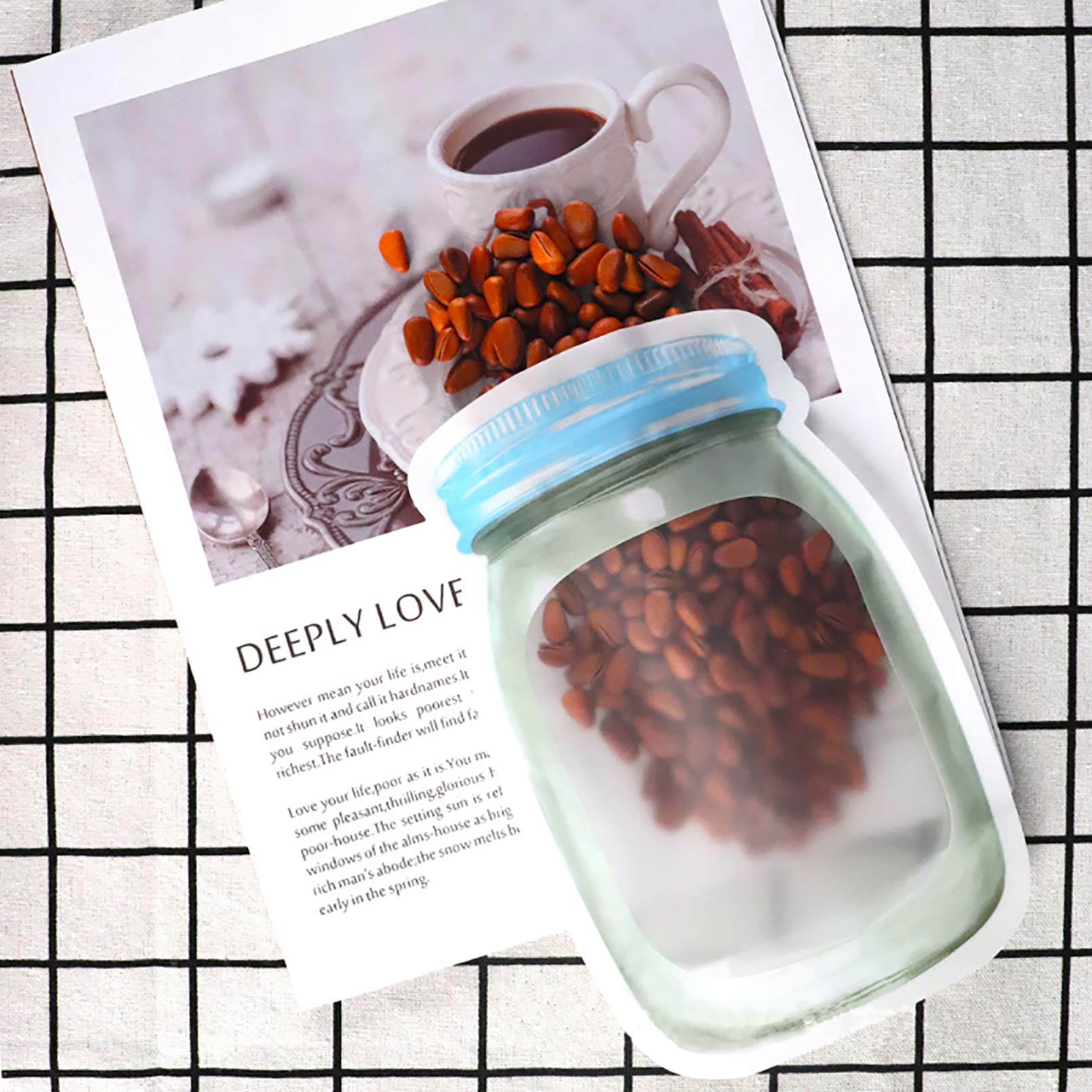 Enkrio 20-Pack Reusable Airtight Mason Jar Zipper Bags - Food Storage Bags for Snacks, Sandwich, Nuts, Cookies - Leak-Proof & BPA-Free - Perfect for Meal Prep, Picnics & On-the-Go Snacking