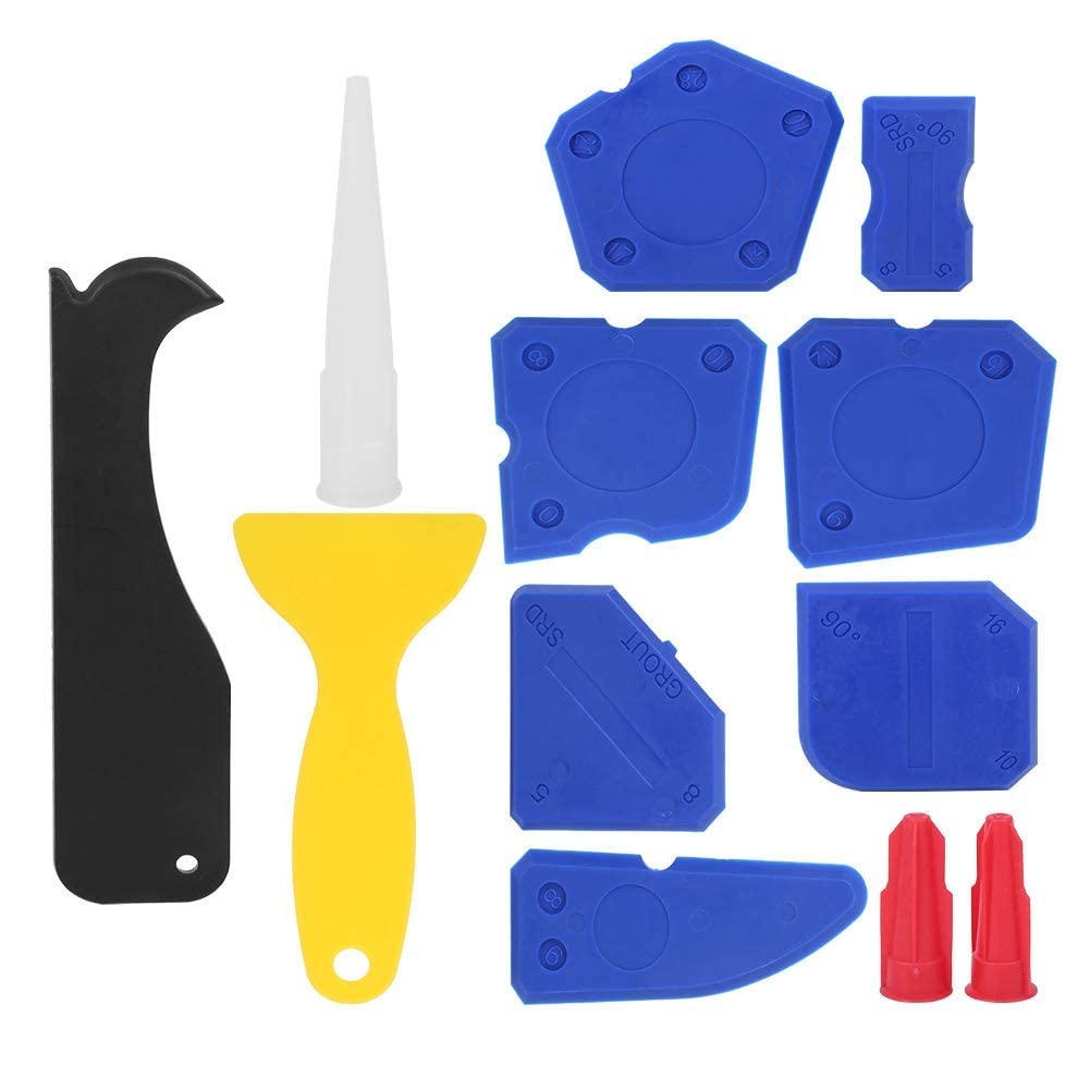 12Pcs/Set Silicone Caulking Tool Kit - Plastic Sealant Spreader, Caulk Finisher & Glass Glue Scraper for Professional Sealant Application - Perfect for Bathroom, Kitchen & Window Sealing Projects