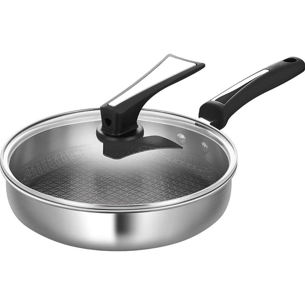 Premium Stainless Steel Wok Pan with Non-Stick Scratch-Resistant Coating & Glass Lid - Ergonomic Handle & Bonus Bamboo Spatula - Large Size for Stir-Fry, Sautéing & Asian Cooking