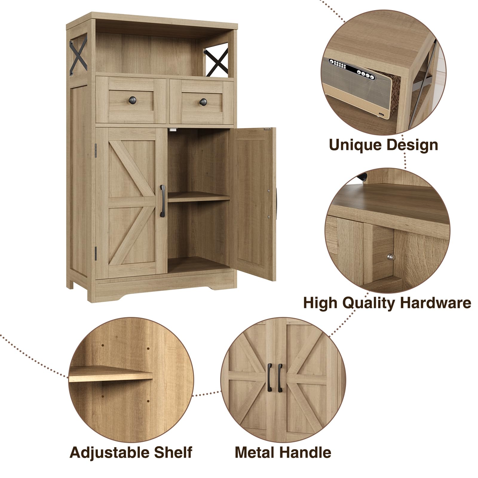 Rustic Farmhouse Storage Cabinet - 42.5