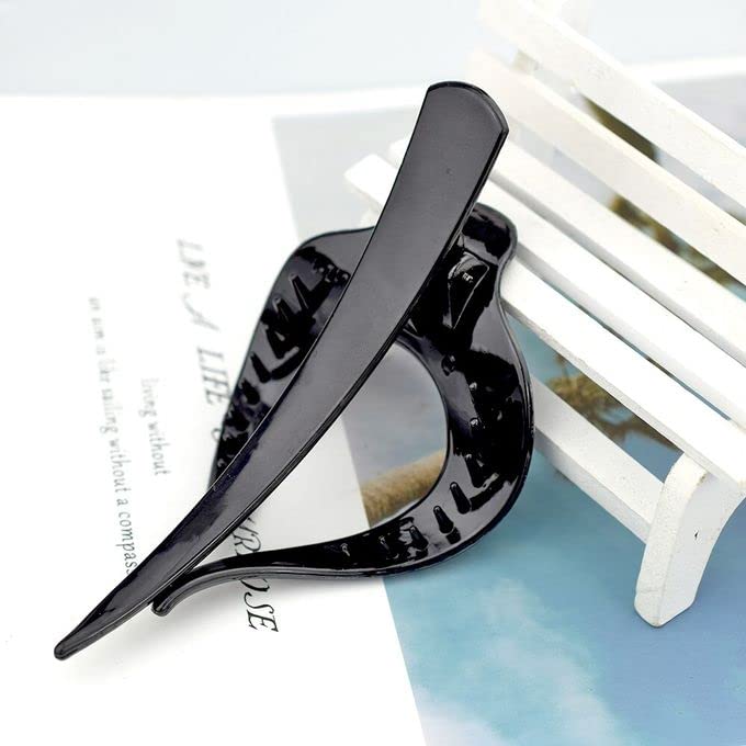 ALIBA COLLECTION Non-Slip Medium Hair Claw Clips for Women & Girls - Perfect for Thin Hair, Black Hair Accessories (2-Piece Set) | Great for Work, School, Gym & Everyday Styling