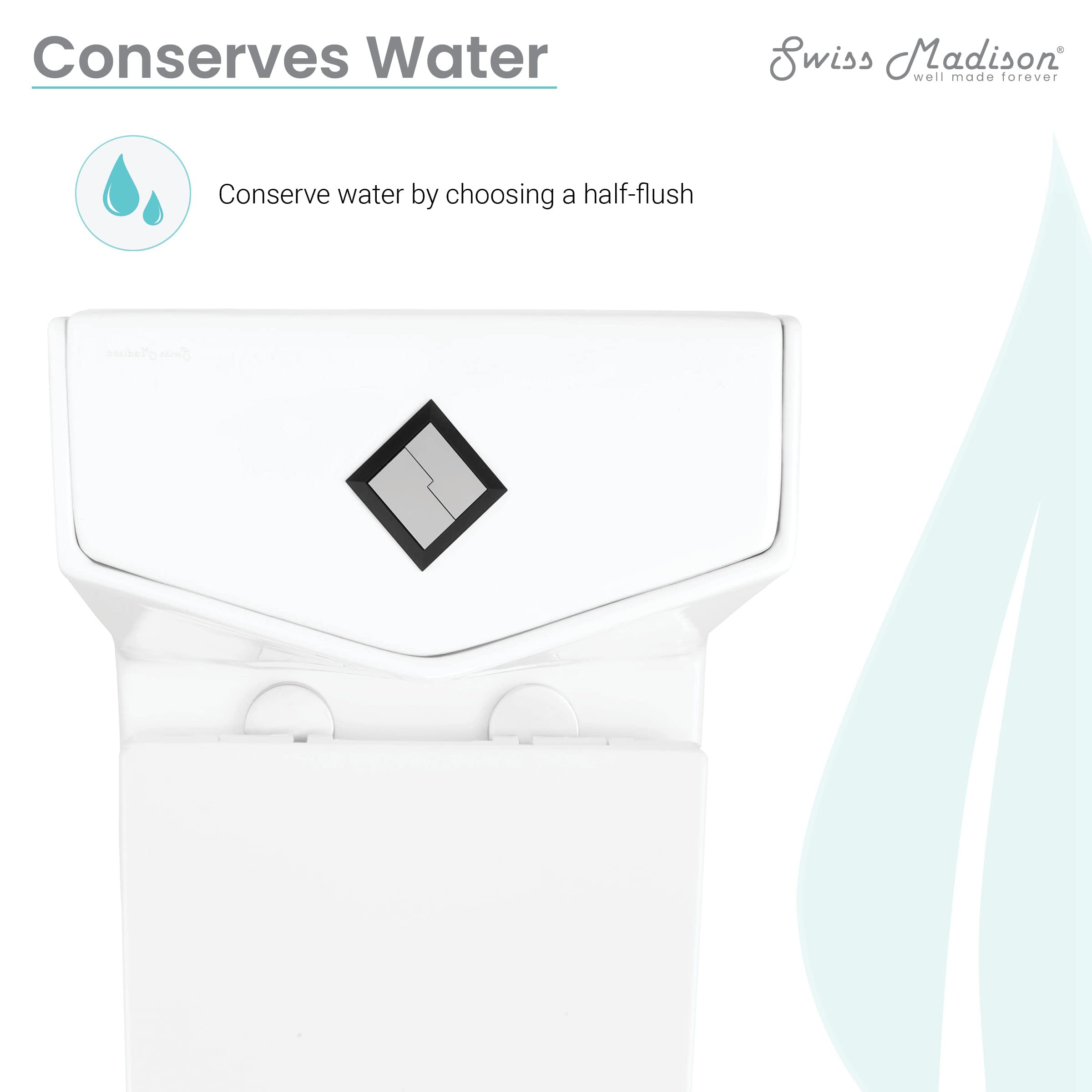 Brusque One-Piece Square Toilet with Dual-Flush 1.1/1.6 GPF - Modern Water-Saving Bathroom Solution for Homes & Offices