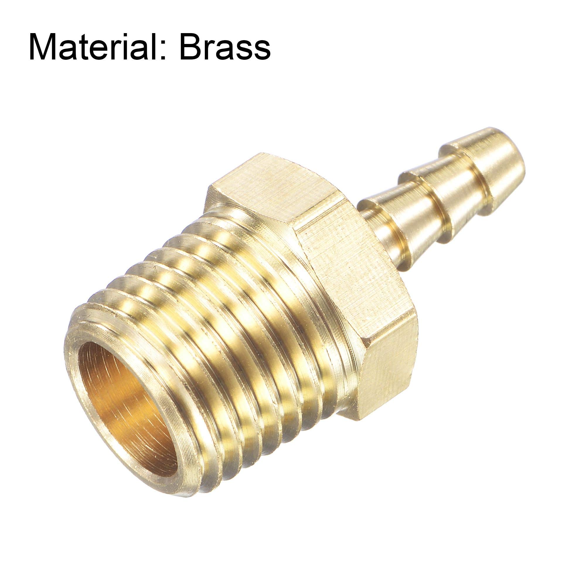 uxcell 3/16 Inch Brass Hose Barb Fitting with 1/4 Inch NPT Male Thread - Water, Air, Fuel Pipe Connector for Plumbing, Automotive & Industrial Applications