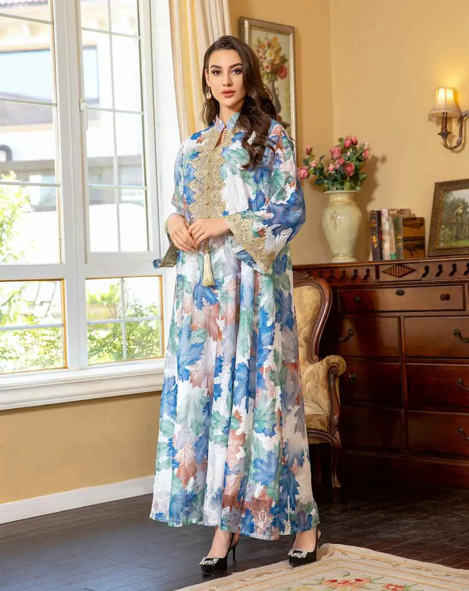 Elegant Eid Dress for Women - Embroidered Arab Dubai Kaftan Caftan Dress - Perfect for Eid Celebrations, Weddings & Special Occasions