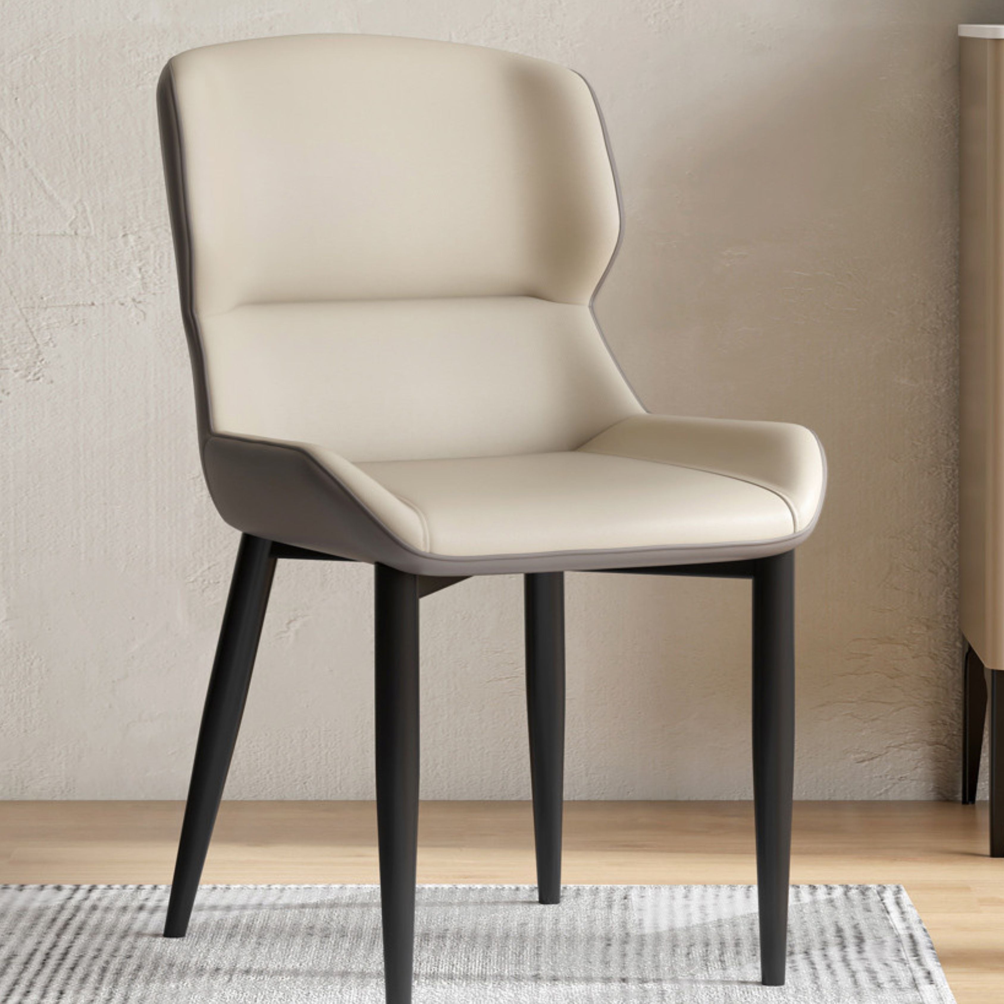 Premium Organic Leather 4-Piece Dining Chair Set - Modern Light Luxury Design for Living Room, Dining Room & Office Decor