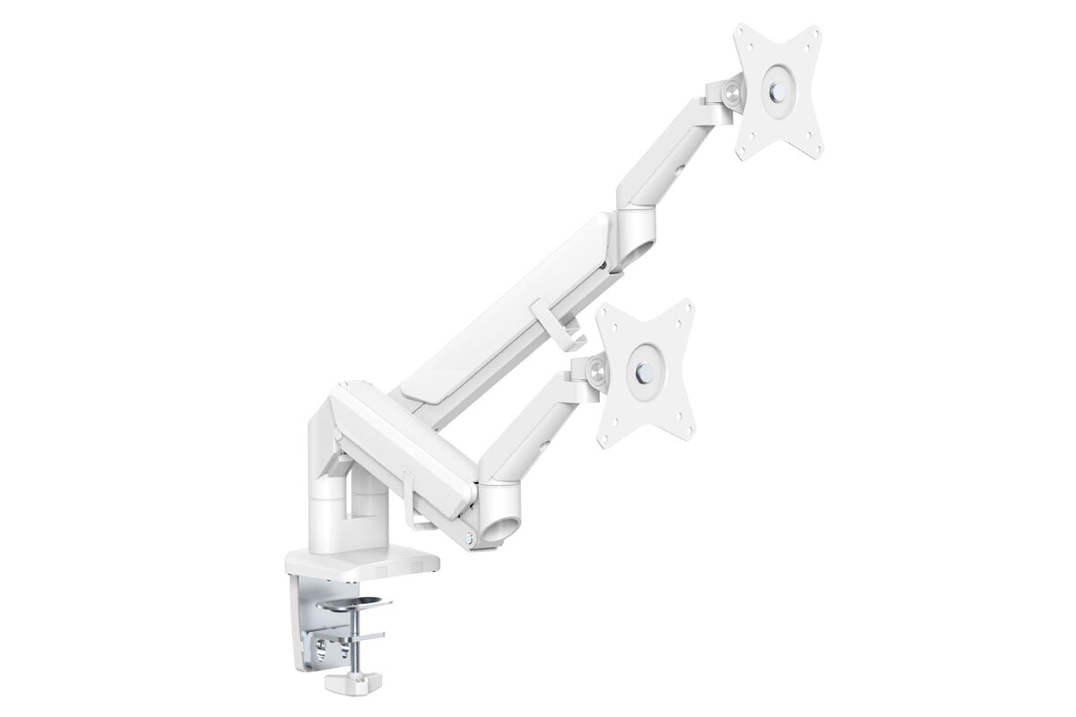 Ergonomic Uplifting Yogiflex Dual Monitor Arm Stand - Adjustable Height & Tilt for 13-32 Inch Screens - Perfect for Home Office & Gaming Setup