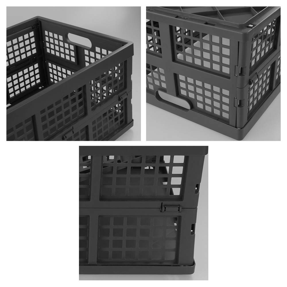 Ramddy 34 Quart Collapsible Storage Crate - 3 Pack Foldable Plastic Bins for Home Organization, Laundry, Toys & Closet Storage (Grey) - Perfect for Bedroom, Garage & Moving Supplies