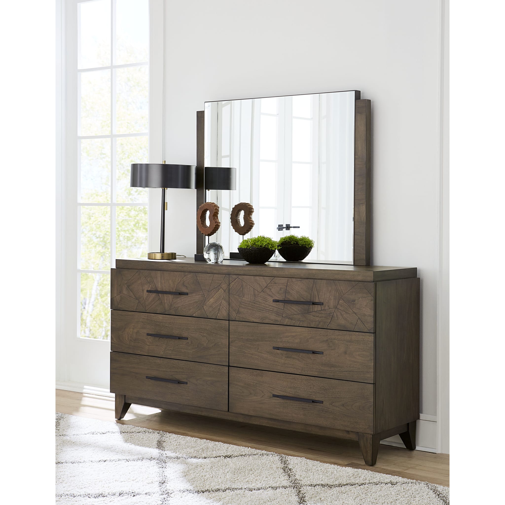 Broderick Six Drawer Dresser in Wild Oats Brown - Modern Wooden Chest of Drawers for Bedroom Storage (2024) | Perfect for Master Bedroom, Guest Room & Dorm Organization
