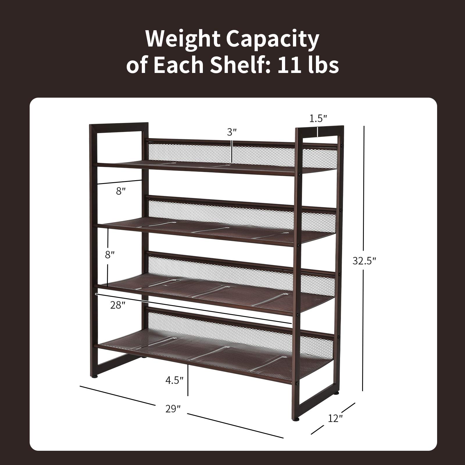 Giantex 4-Tier Metal Shoe Rack Organizer - Adjustable Angled/Flat Mesh Shelves Holds 12-16 Pairs - Sturdy Freestanding Shoe Storage for Bedroom, Entryway, Closet & Hallway - Perfect for Small Spaces & Shoe Organization