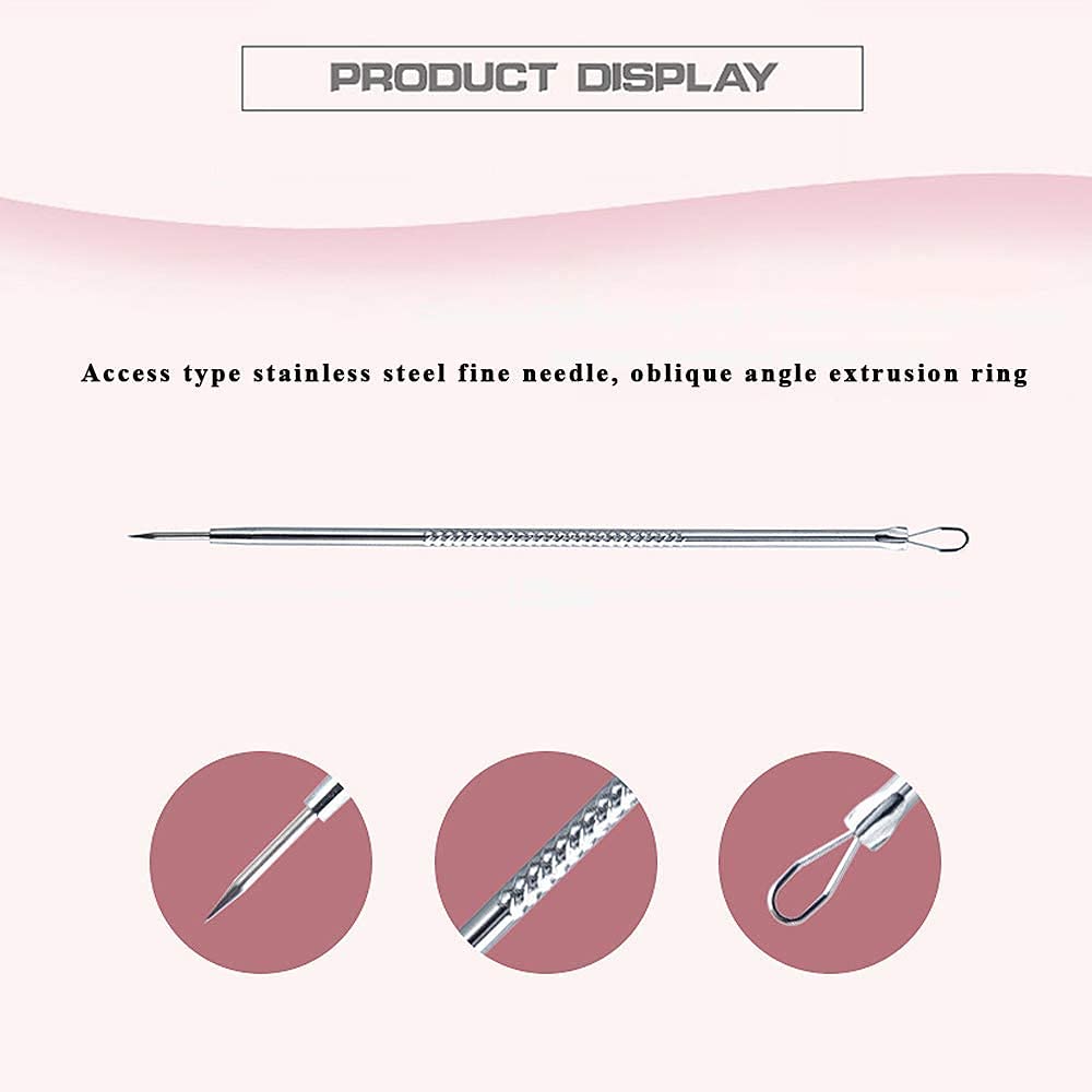 Professional Blackhead Remover Kit - 4-Piece Stainless Steel Comedone Extractor & Acne Needle Tool Set with Storage Case | Perfect for Facial Cleansing, Pore Treatment & At-Home Skincare Routine
