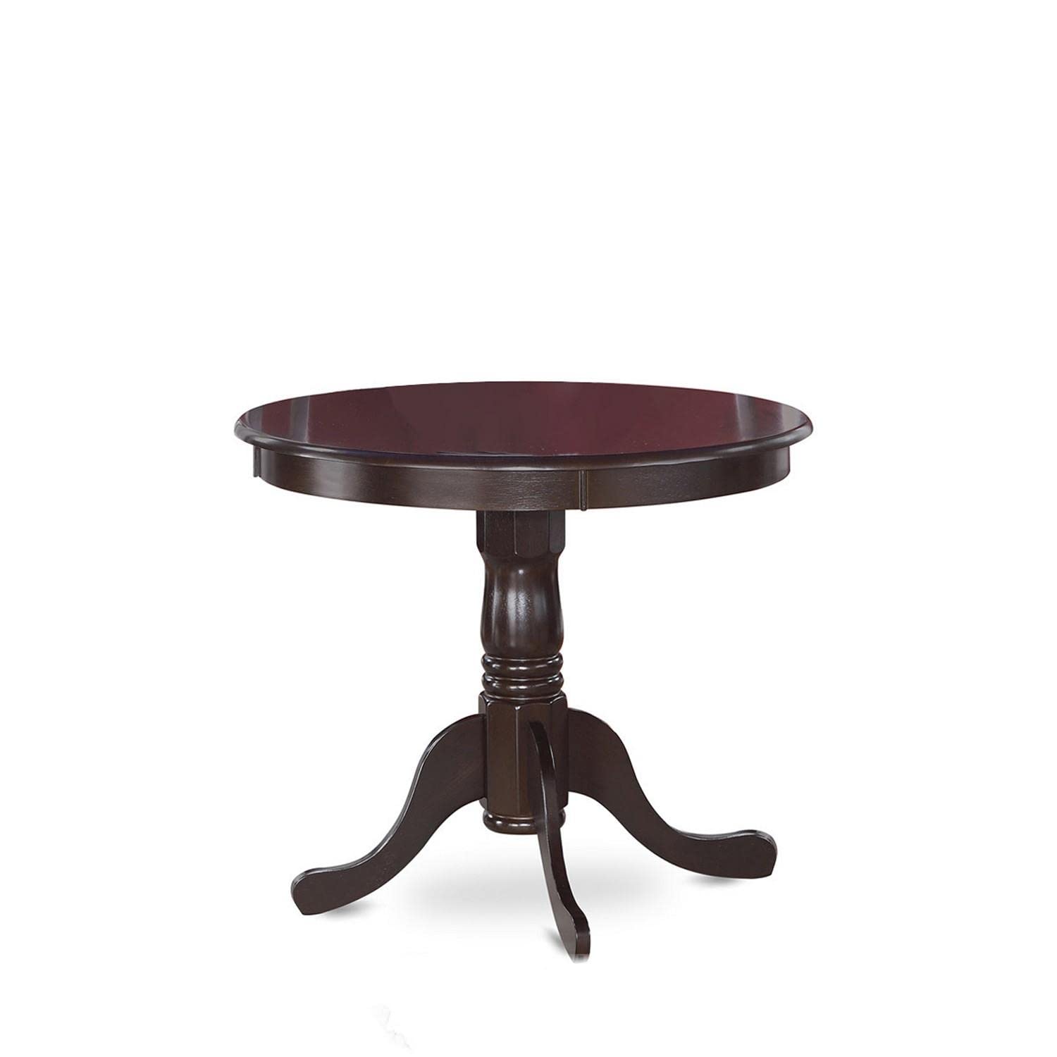 East West Furniture ANLY3-CAP-W 3-Piece Round Kitchen Table & Chairs Set with Pedestal Base - 36x36 Inch Cappuccino Finish - Perfect for Small Dining Rooms, Breakfast Nooks, and Apartment Living