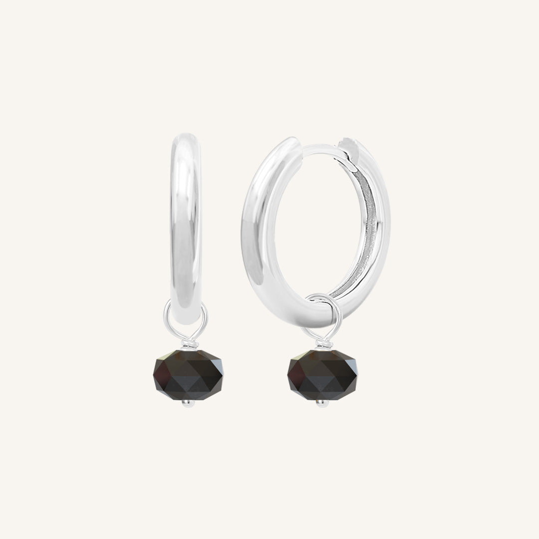 Opulent Black Spinel Plain Hoop Earrings - Natural Energy Stone Jewelry for Women | Perfect for Meditation, Yoga & Spiritual Healing
