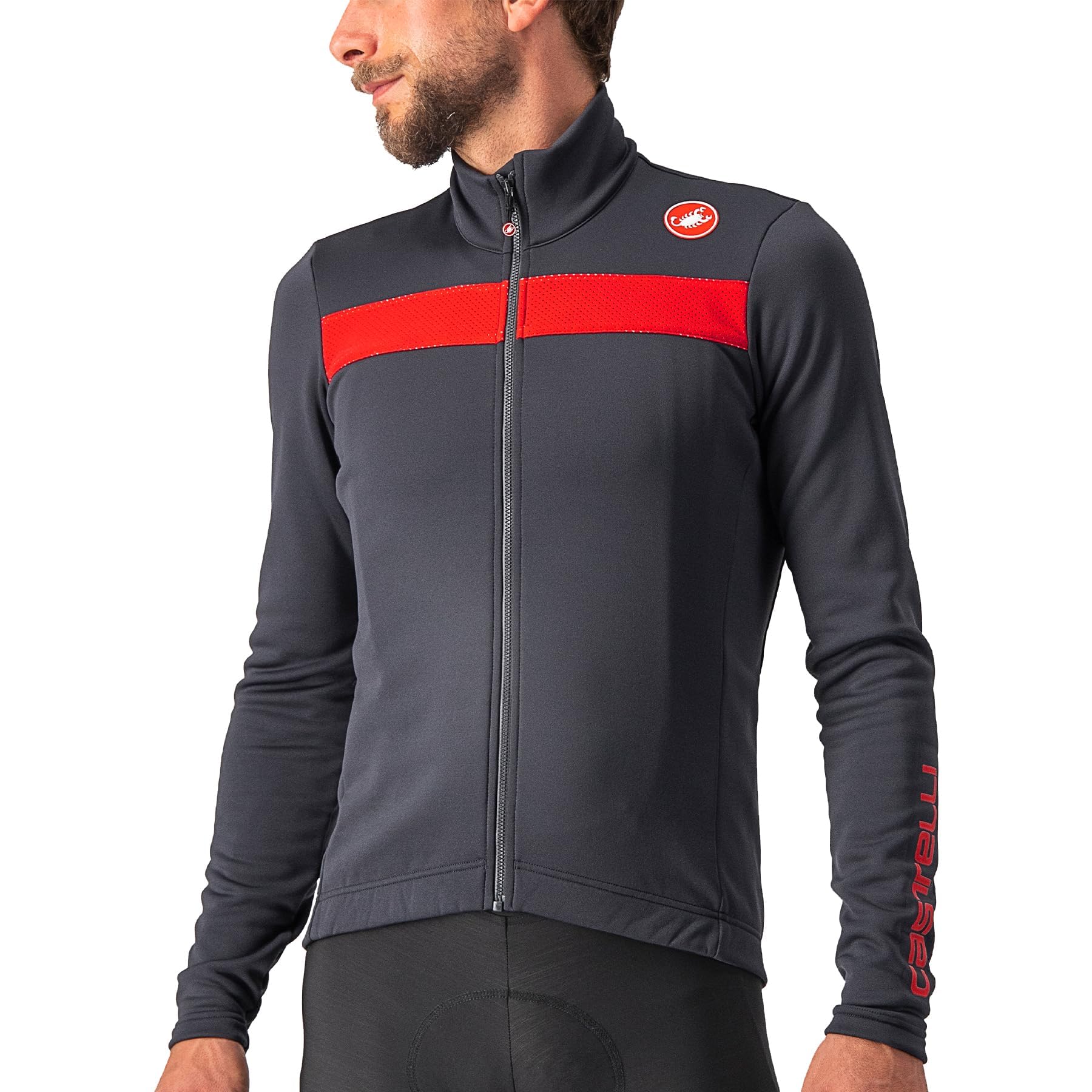 Castelli Men's Puro 3 Jersey FZ - Fleece Insulated Long Sleeve Cycling Jacket with High Collar & Full Zip for Road & Gravel Biking | Cold Weather Training & Outdoor Riding Gear