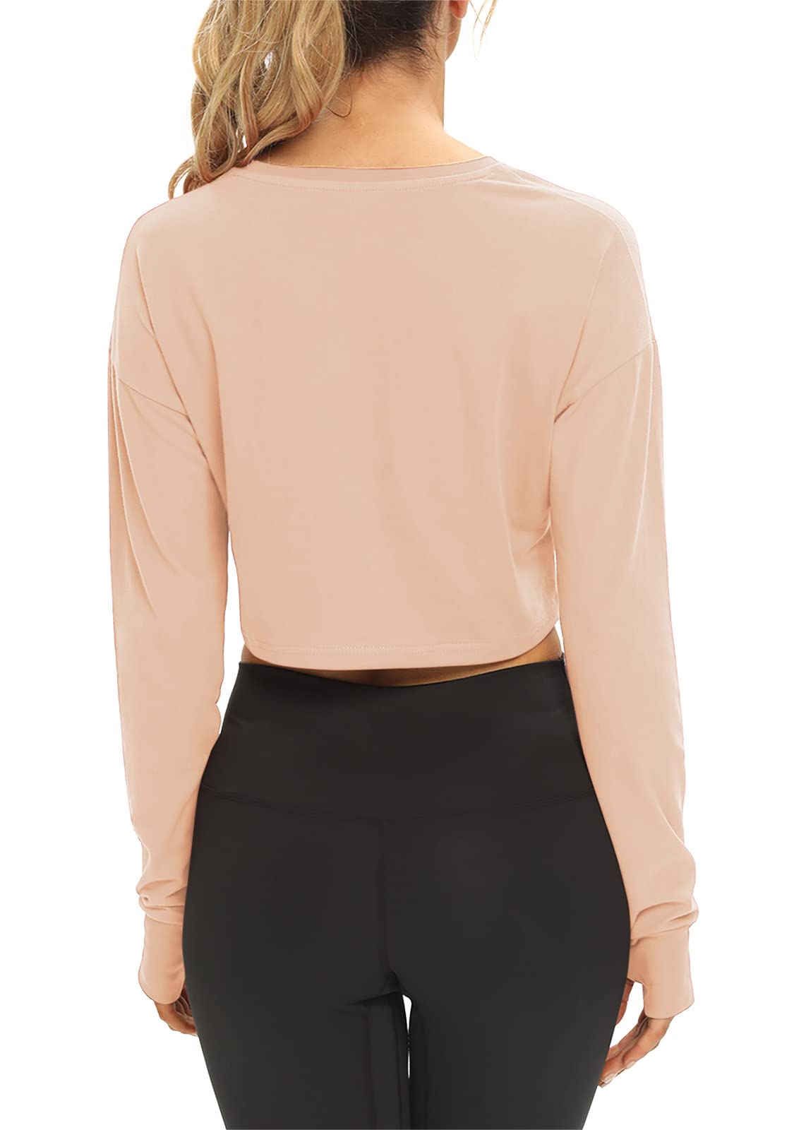 Mippo Women's Long Sleeve Crop Top - Athletic Workout Shirt & Cropped Sweatshirt for Yoga, Gym, Running & Casual Wear