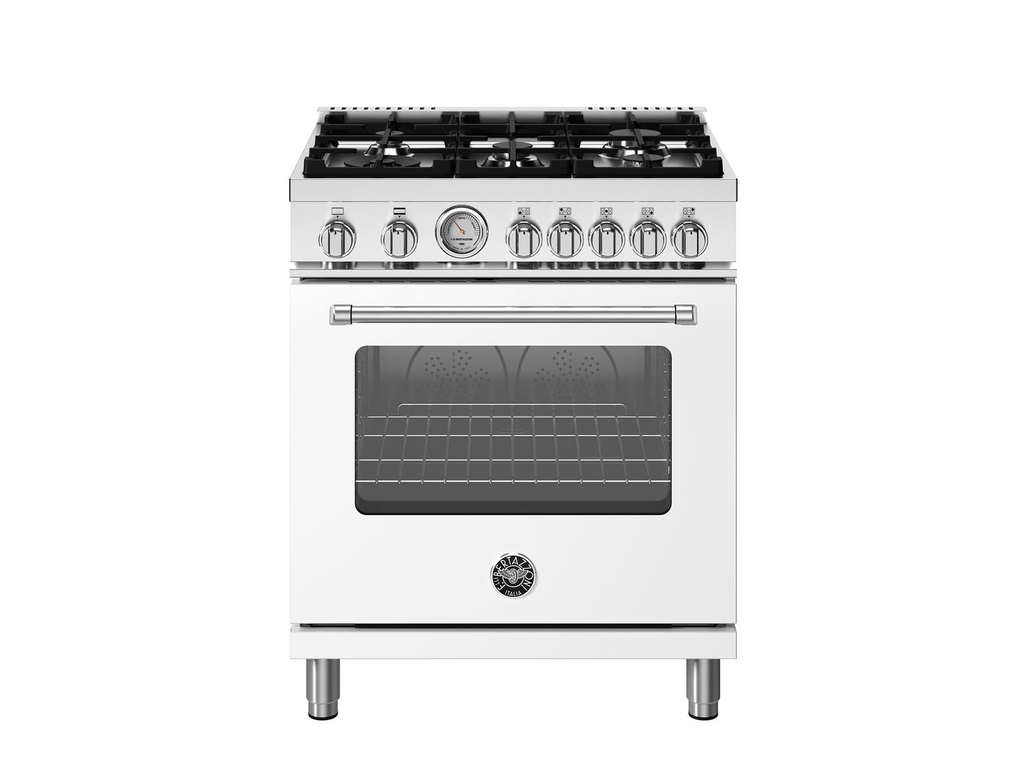 Bertazzoni MAS305GASBIV 30 Inch 5-Burner Professional Gas Range in Bianco Matte Finish - Perfect for Home Chefs & Modern Kitchens