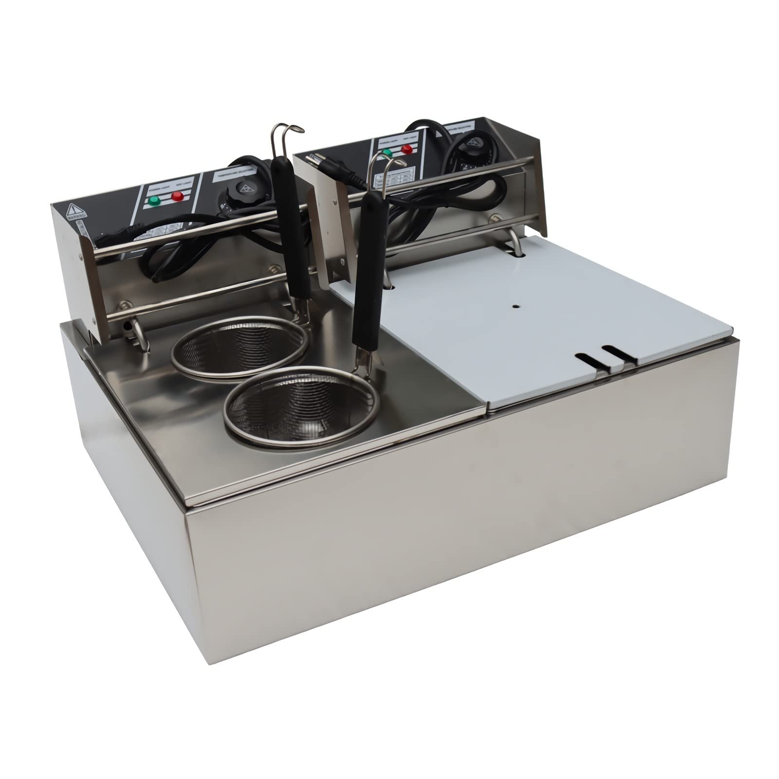 2-in-1 Commercial Electric Pasta Cooker - Dual Basket Noodle & Dumpling Steamer for Fast Food Restaurants | Perfect for Quick Snack Preparation in Cafes, Food Trucks & Catering Businesses