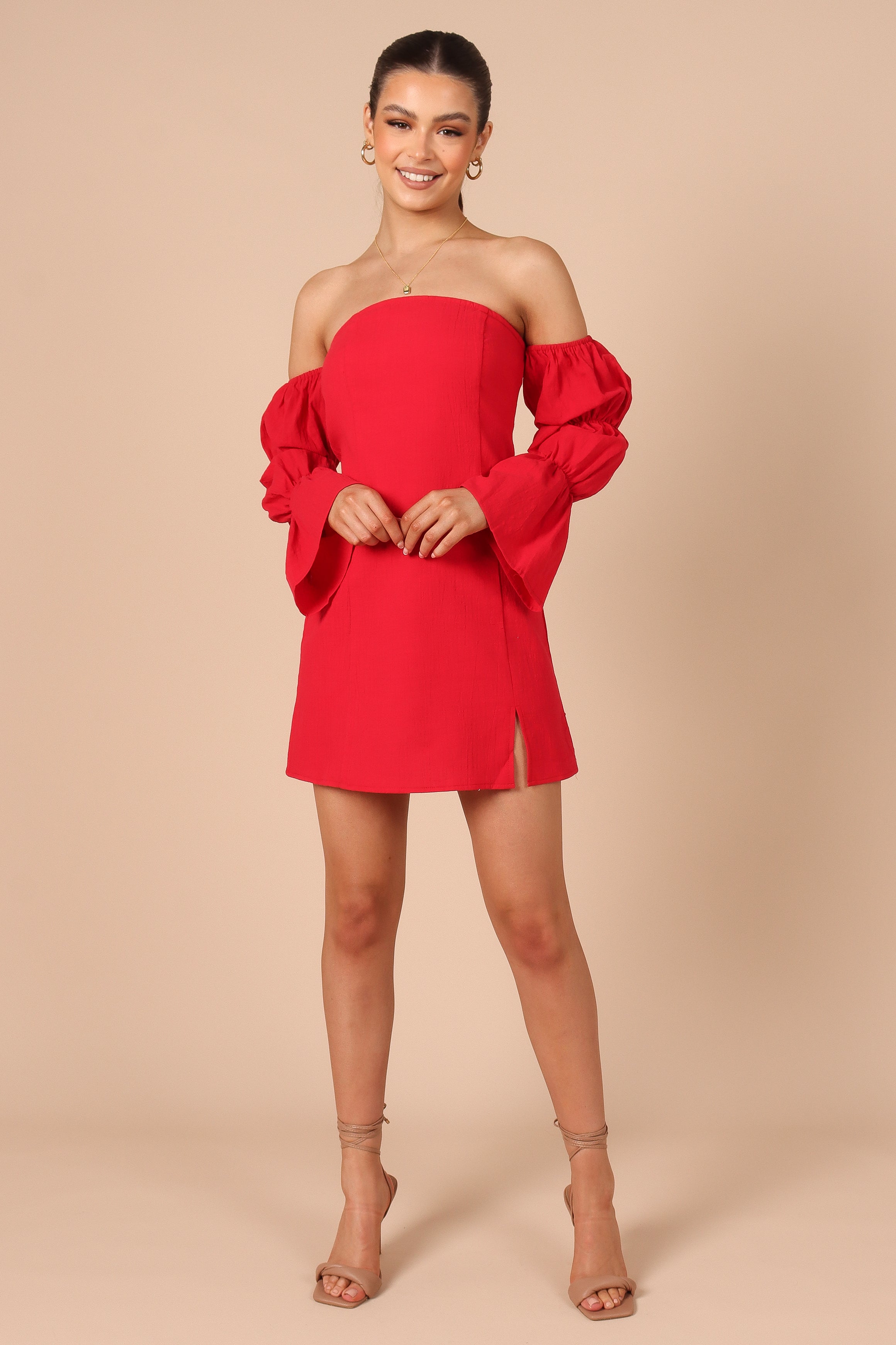 Cherese Puff Sleeve Mini Dress - Flowy Red Party Dress for Women, Summer Cocktail Dress with Ruffles, Perfect for Date Night, Wedding Guest & Special Occasions