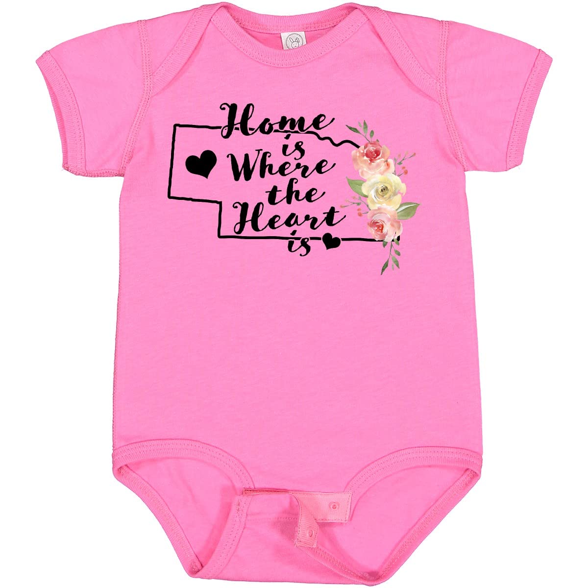 Inktastic Nebraska Home is Where The Heart is Watercolor Baby Bodysuit - Soft Cotton Onesie for Newborns, Infants & Toddlers - Perfect for Family Photos, Holidays & Everyday Wear