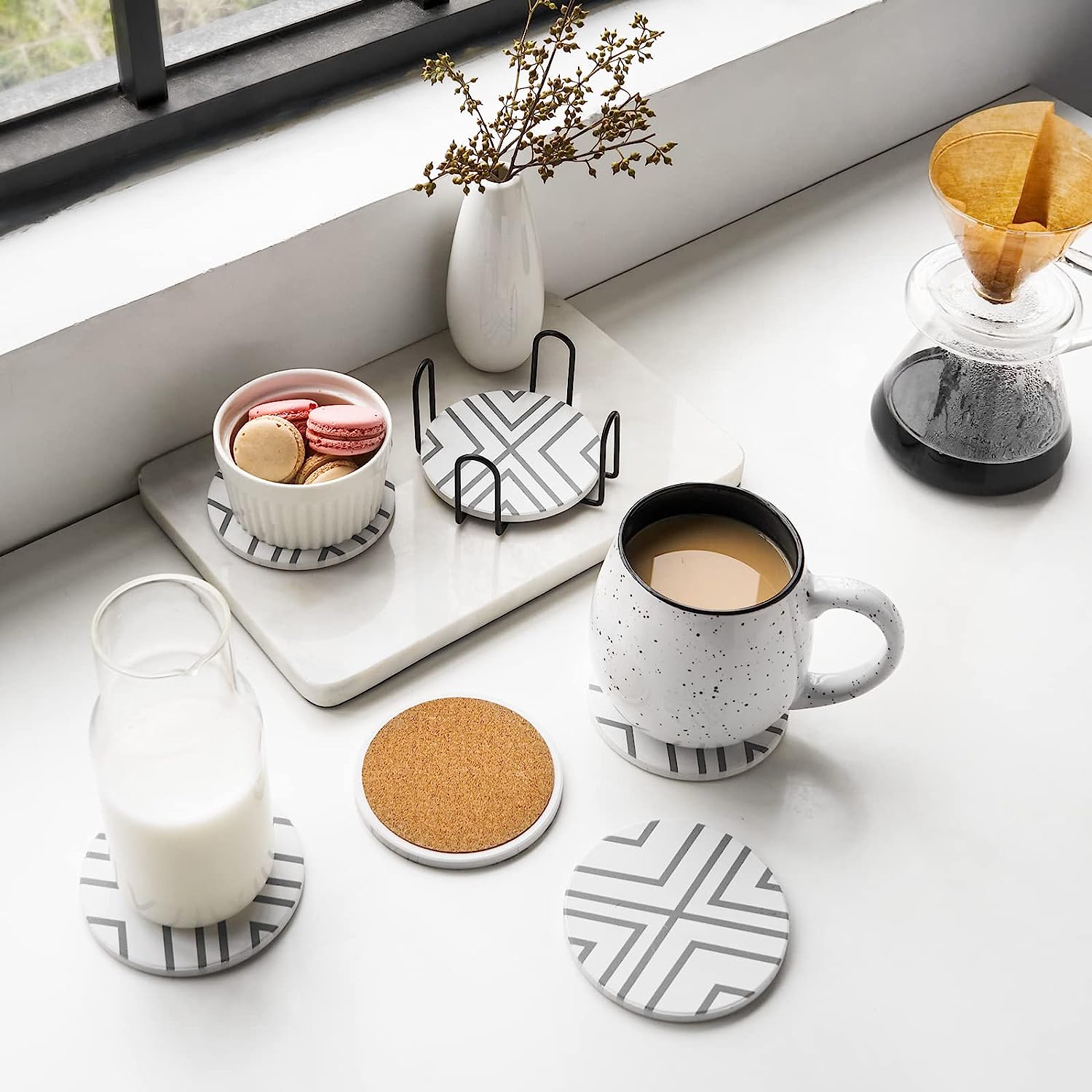 6-Pack Non-Slip Drink Coasters for Coffee, Wine & Beer - Absorbent & Durable Table Protectors for Home, Office & Bar Use