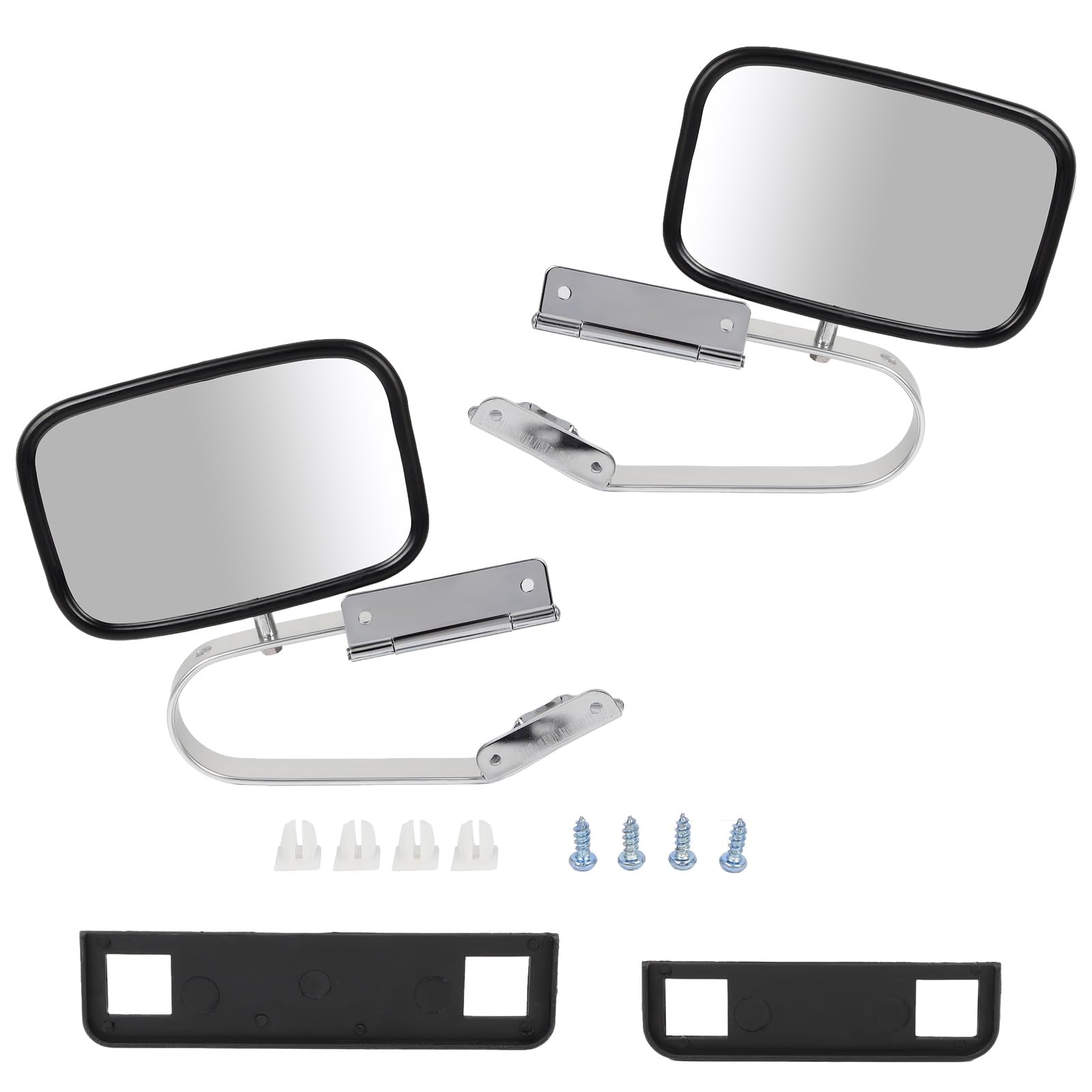 SCITOO Chrome Side View Mirror Pair Replacement for Ford F150 F250 F350 F450 Ranger Bronco Explorer 1980-1996 - Durable Plastic Truck Pickup Mirrors for Enhanced Visibility & Safety While Driving