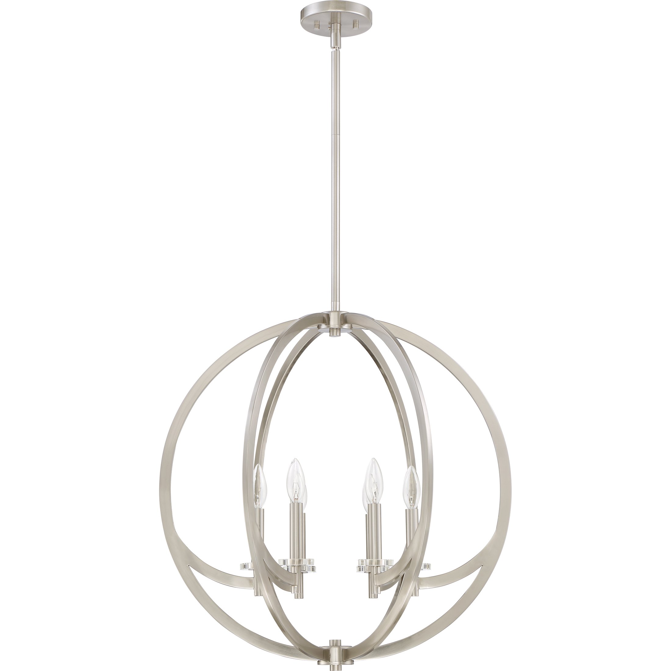 Quoizel Orion 6-Light Brushed Nickel Pendant Light Fixture - Modern Ceiling Lighting for Dining Room, Kitchen Island & Living Room
