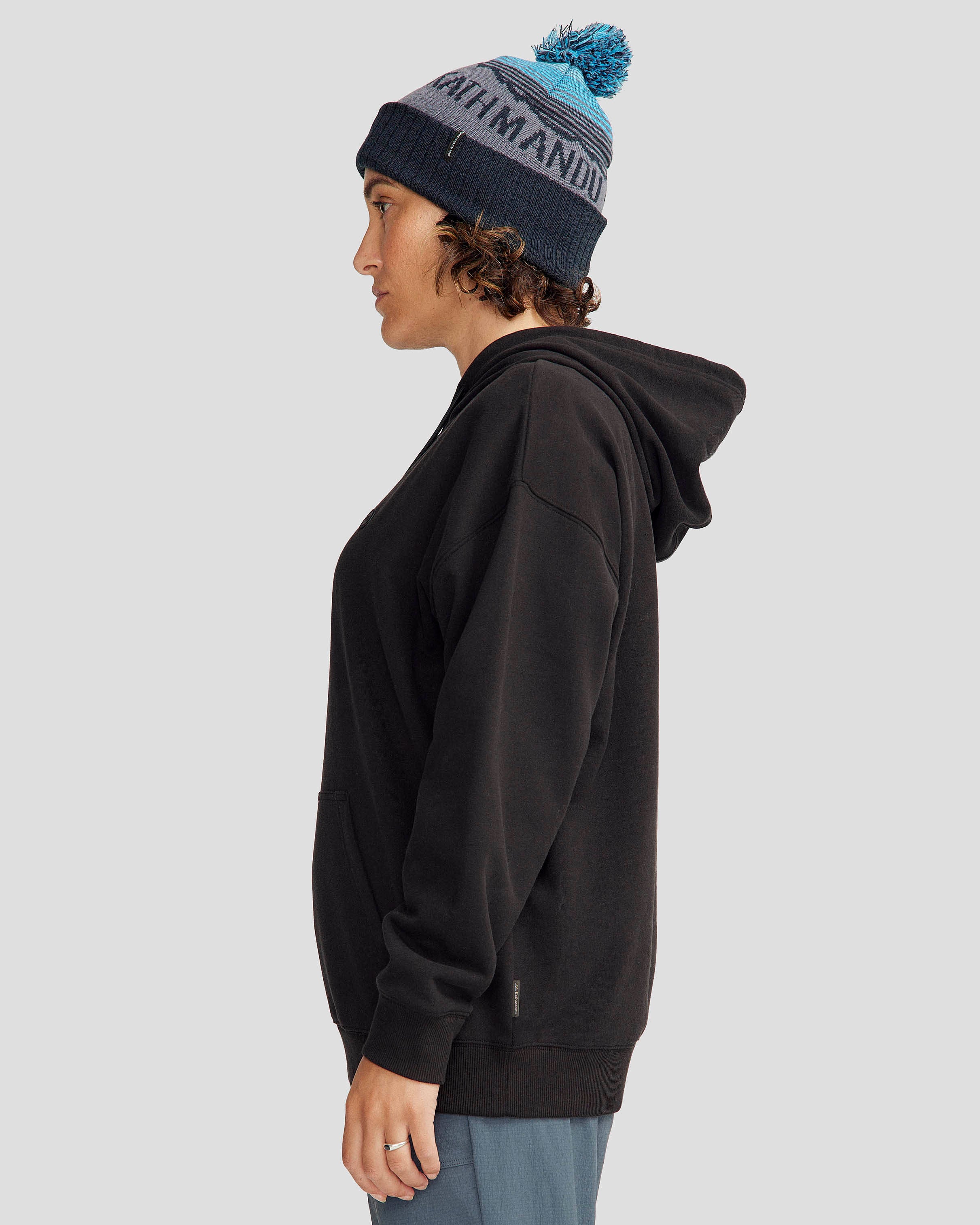 Women's Peak Badge Relaxed Hoodie - Black Stingray | Soft & Comfortable Pullover Sweatshirt for Casual Wear, Gym & Outdoor Activities