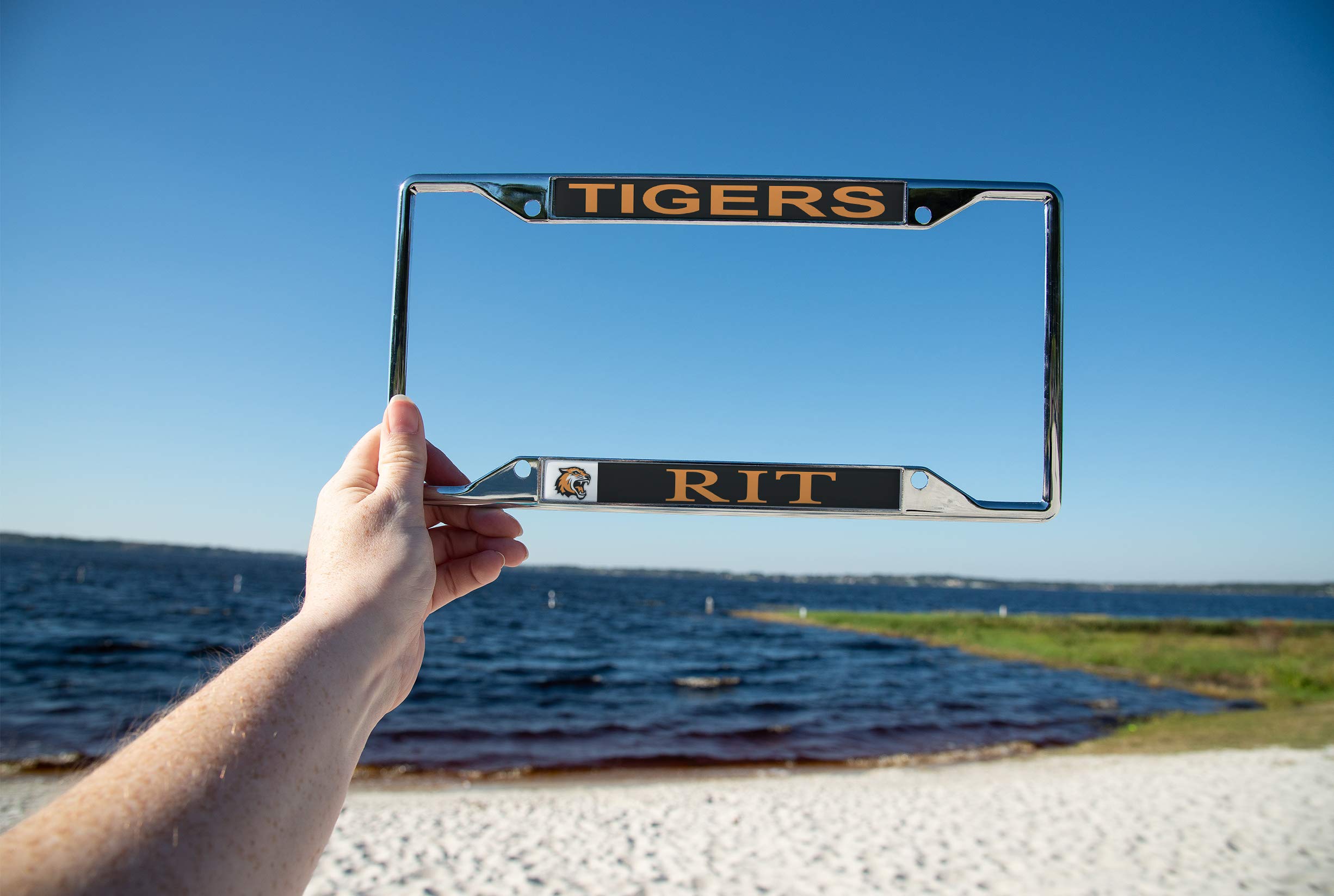 RIT Tigers Metal License Plate Frame - Desert Cactus Design Car Accessories for Front or Rear Bumper | Perfect for Rochester Institute of Technology Alumni & Fans | Show School Spirit on Campus or Game Day