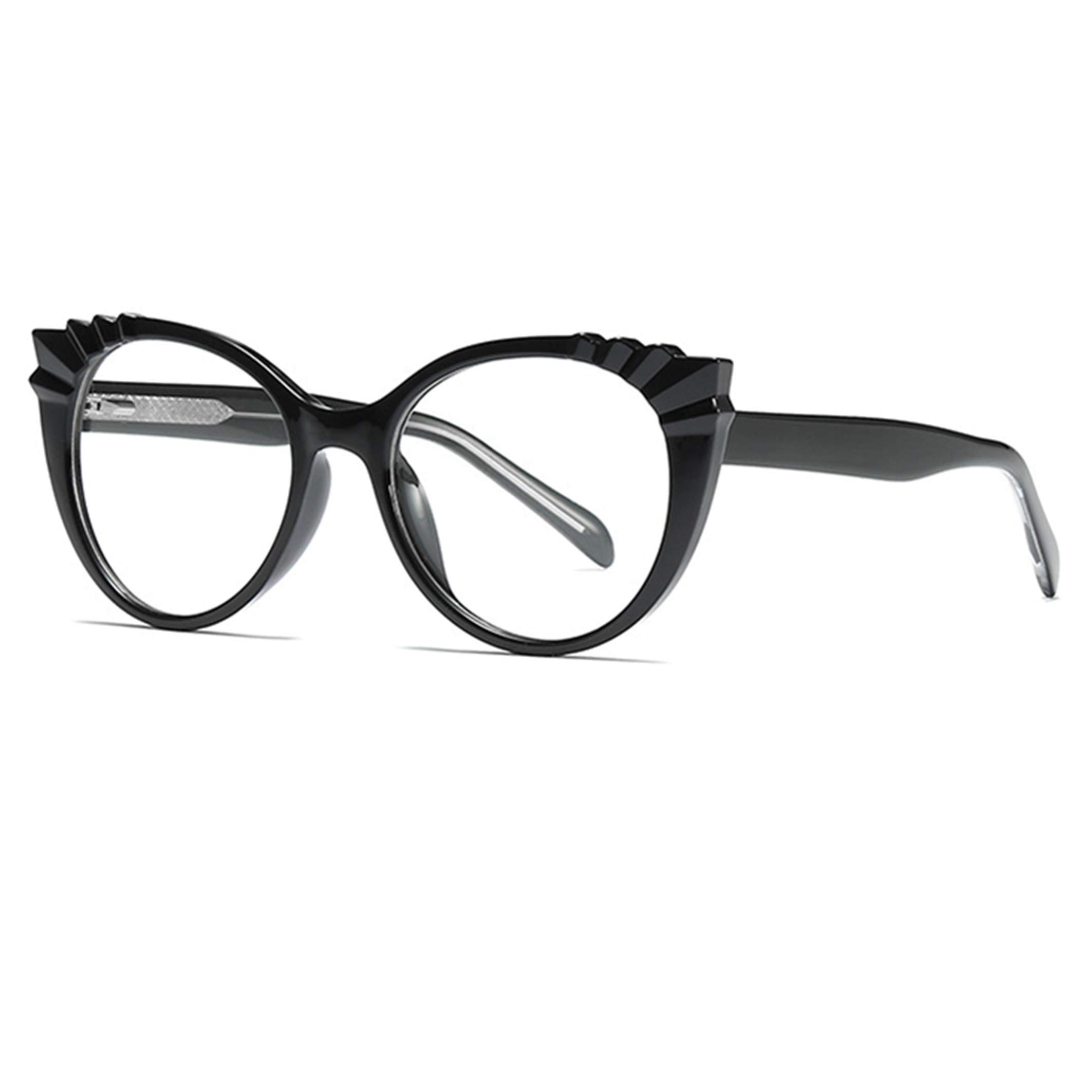 Blue Light Blocking Reading Glasses - Retro Square Crystal Cat Eye Glasses for Women & Men, Fashionable Readers for Computer Work & Reading