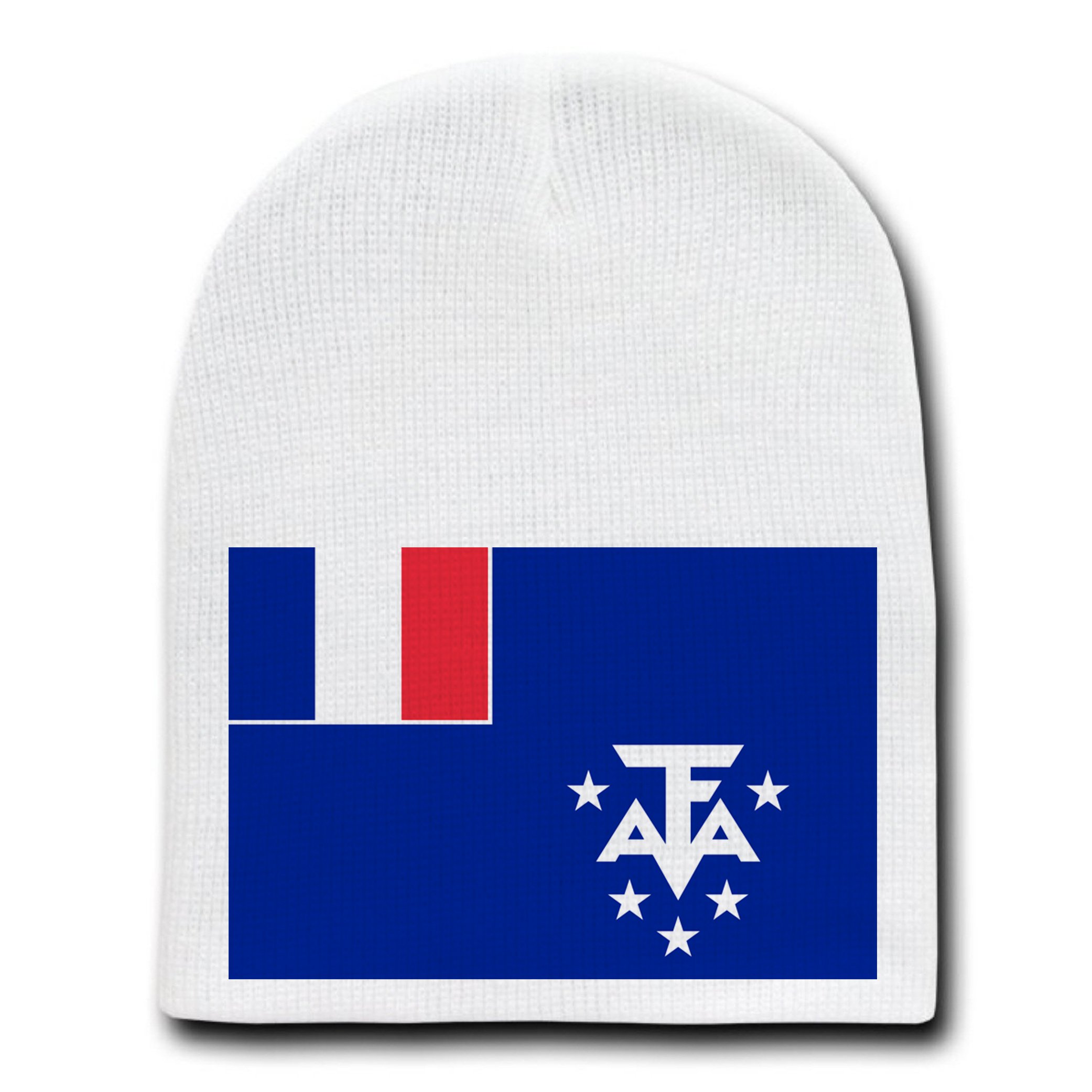 French Southern & Antarctic Lands Flag Beanie - Patriotic Winter Skull Cap Hat for Men & Women - Perfect for Outdoor Activities, Sports & Cold Weather