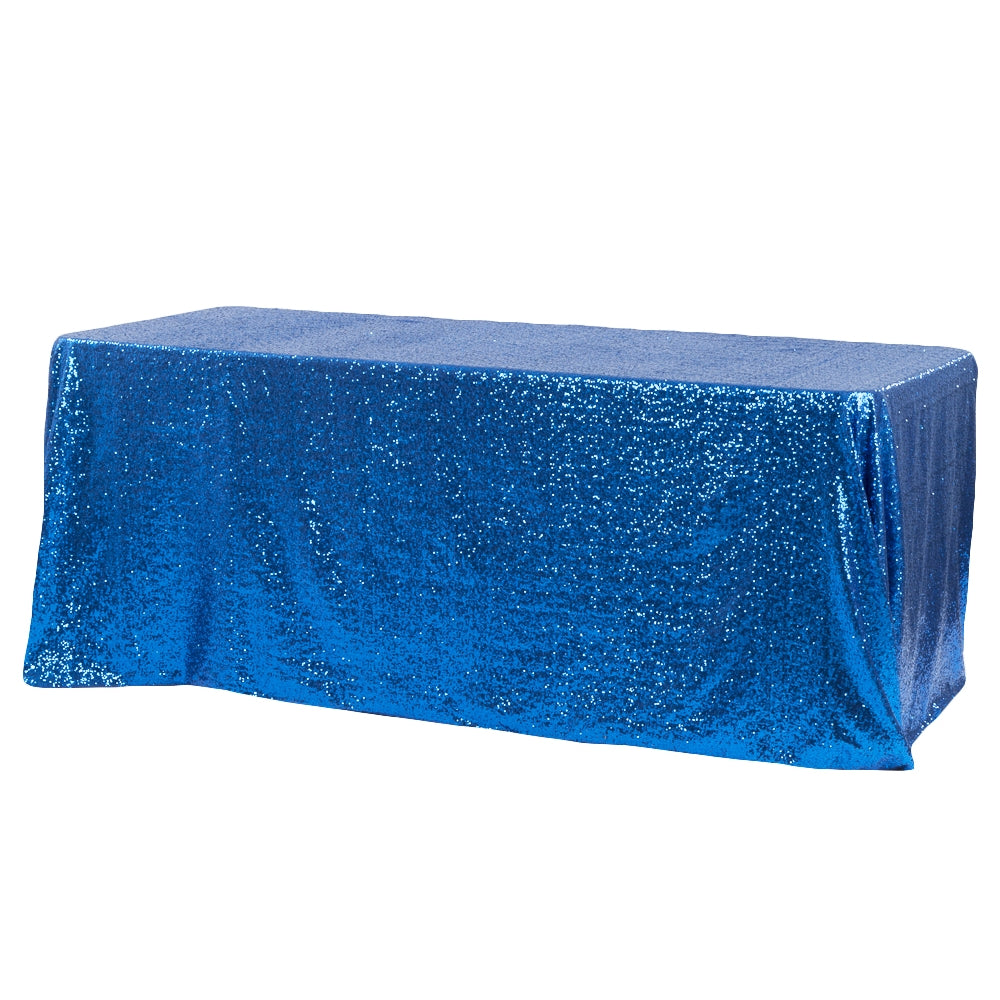 Glitz Sequin 90x132 Rectangular Tablecloth - Royal Blue Sparkling Party Table Cover for Weddings, Banquets & Special Events