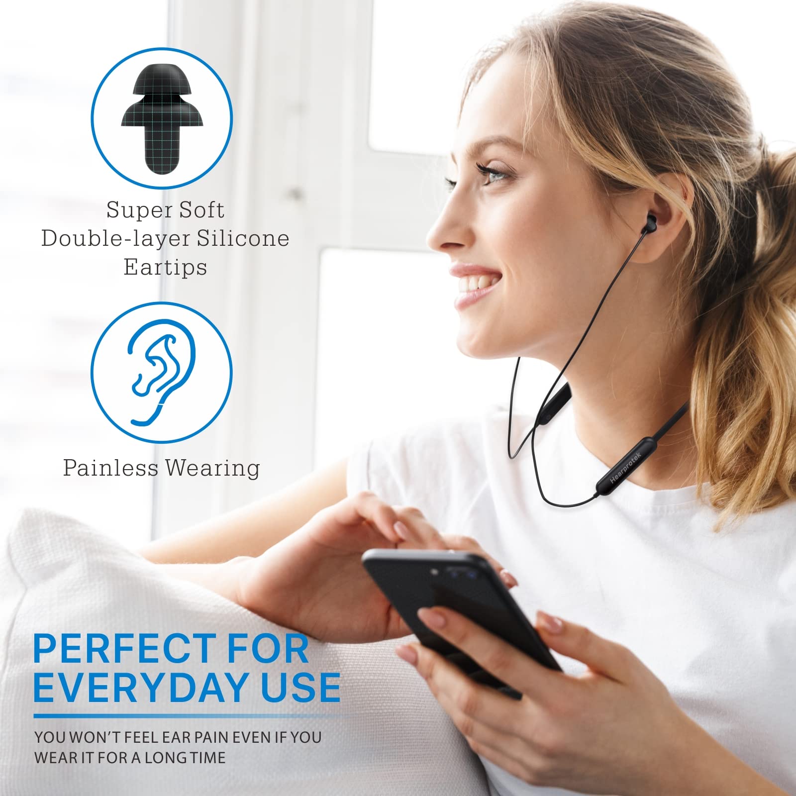 Hearprotek Sleep Earbuds for Side Sleepers - Ultra Soft Lightweight Noise Isolating In-Ear Headphones for Sleeping, Travel & Meditation - Comfortable Wireless Bluetooth Earbuds for Night Use