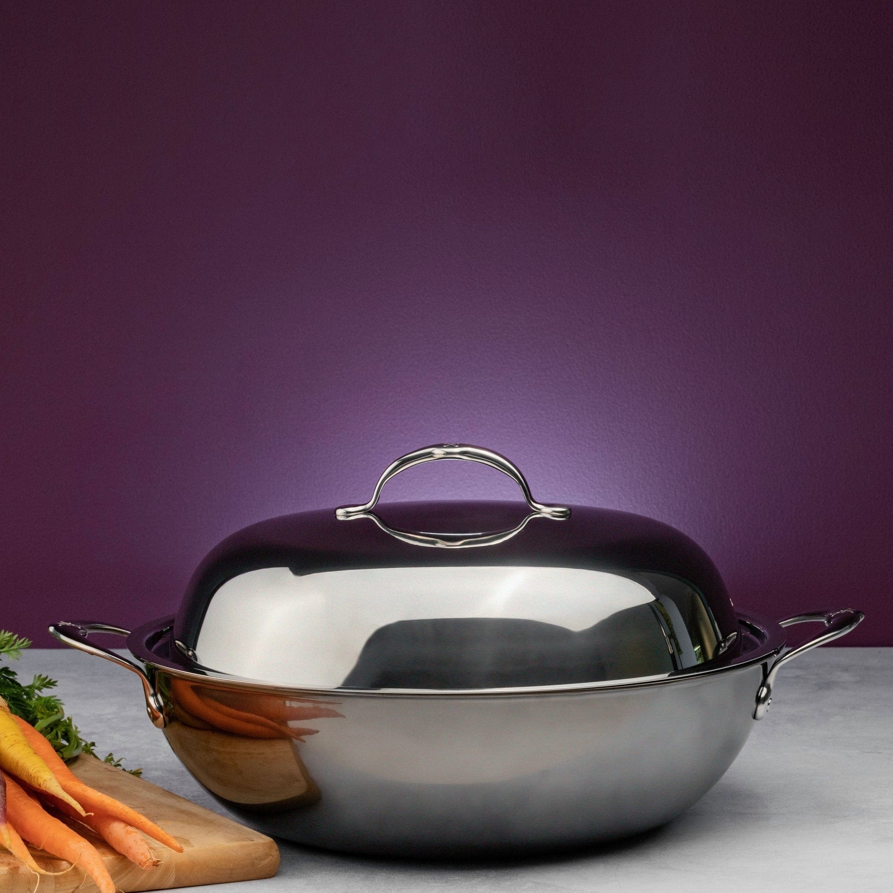 Hestan Nanobond Nonstick 14-Inch Covered Wok Pan - Professional Carbon Steel Stir Fry Pan with Lid - Perfect for Asian Cooking, Stir Frying, Sautéing & Deep Frying