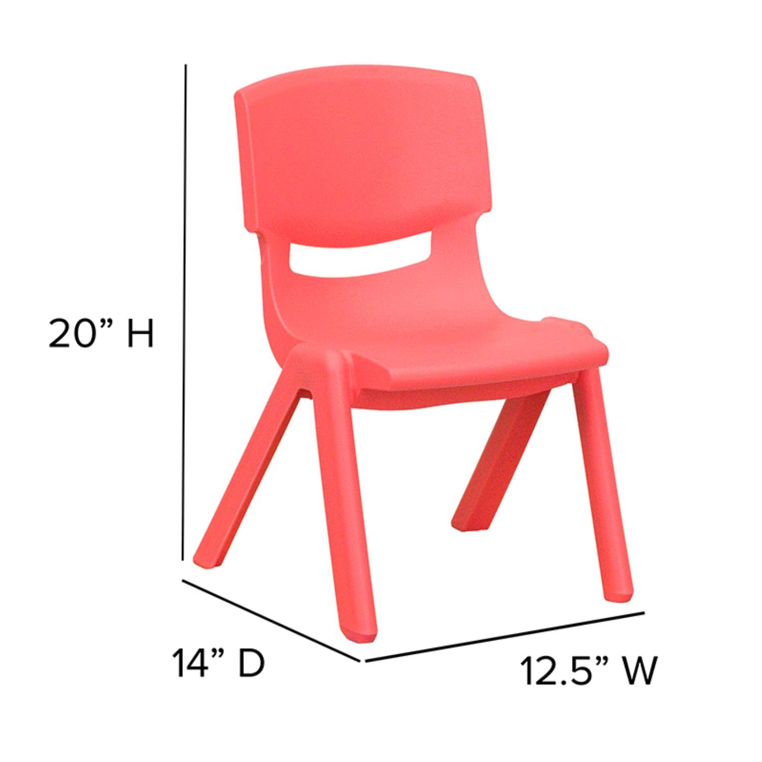 Flash Furniture Whitney 4-Pack Red Plastic Stackable School Chairs - 10.5