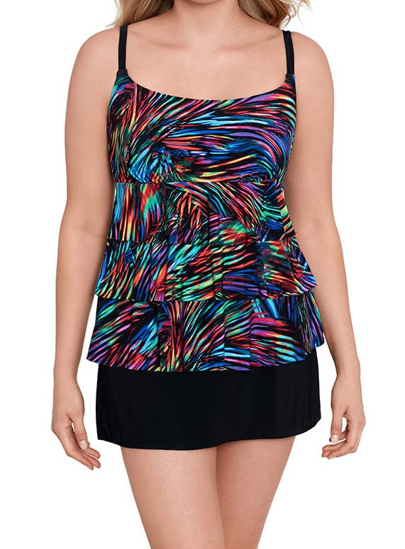 Longitude Women's One Piece Swimdress with Ruffle Skirt & Pockets - Flattering Swimwear for Beach, Pool & Vacation | Plus Size Swim Dress with Adjustable Straps