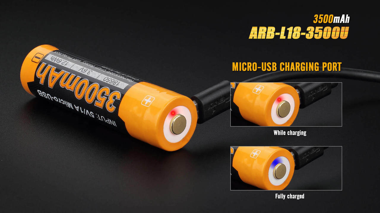 Fenix ARB-L18 3500mAh USB Rechargeable 18650 Lithium-ion Battery - Perfect for Flashlights, Headlamps & Outdoor Gear