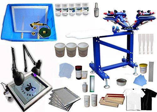4-Color 1-Station Floor Screen Printing Kit for Beginners - Complete Starter Press for DIY T-Shirt Printing, Band Merch & Small Business Apparel
