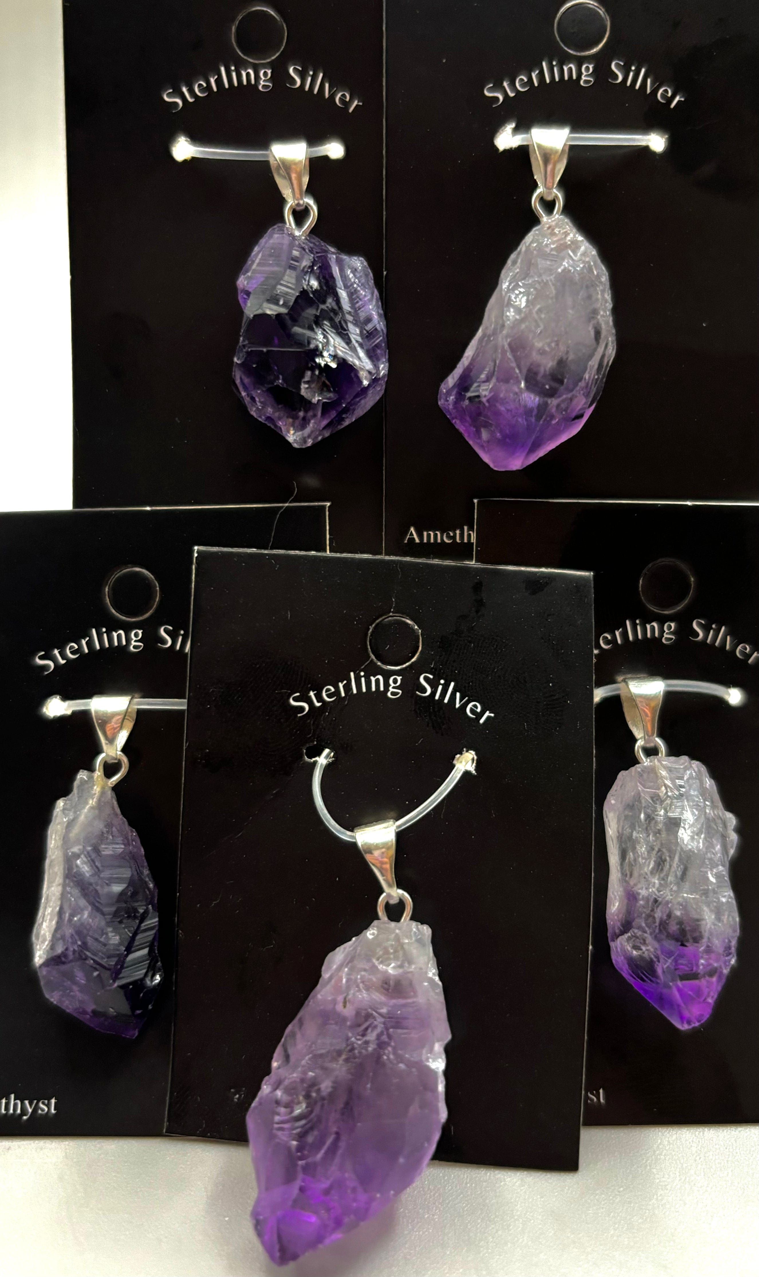 Natural Amethyst Point Sterling Silver Pendant Necklace for Women - Healing Crystal Jewelry for Meditation, Energy Cleansing & Spiritual Gifts