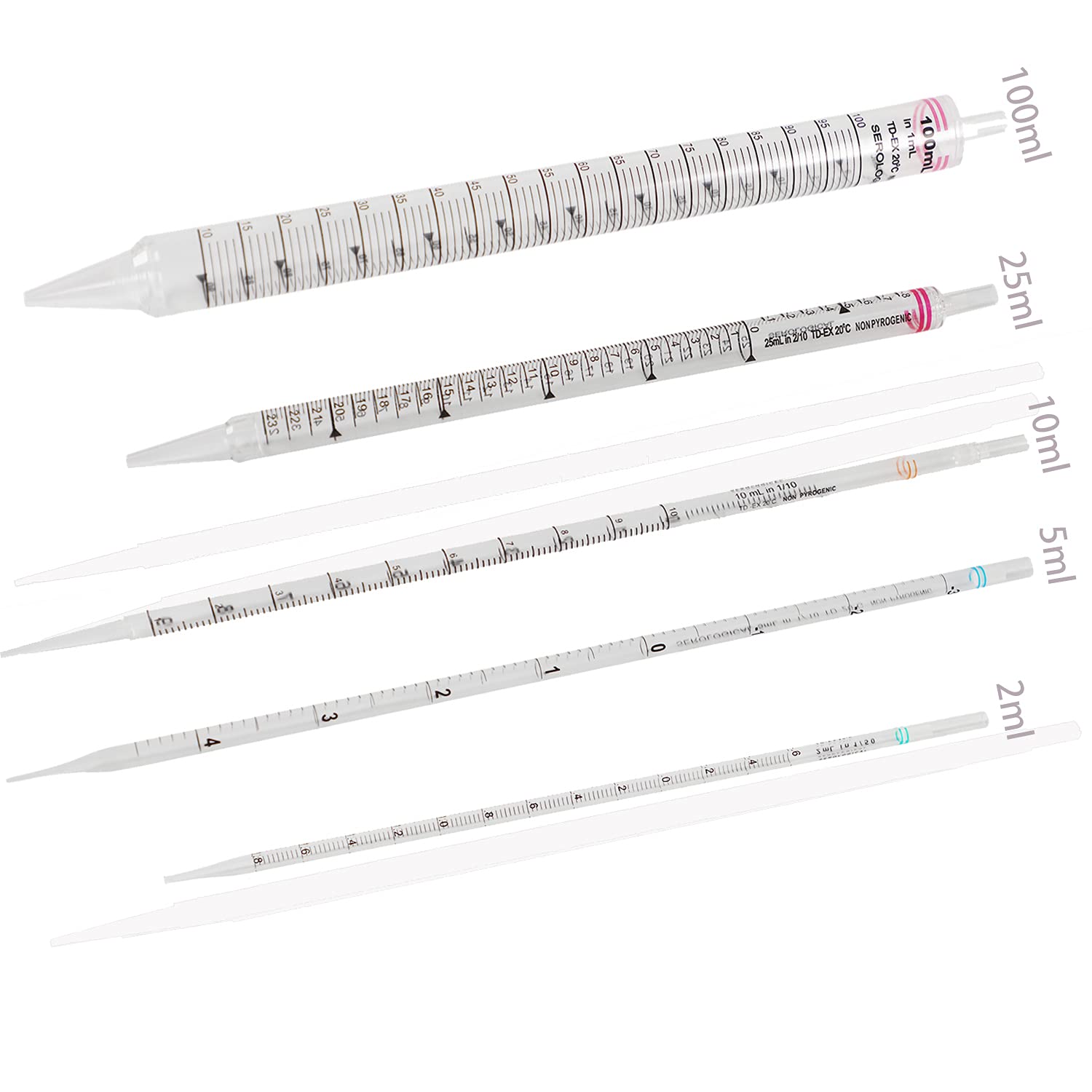 50-Pack Disposable Serological Pipettes 5ml 1/10 Blue Scale - Individually Wrapped, Sterile Lab Pipettes for Medical Research, Cell Culture & Laboratory Testing