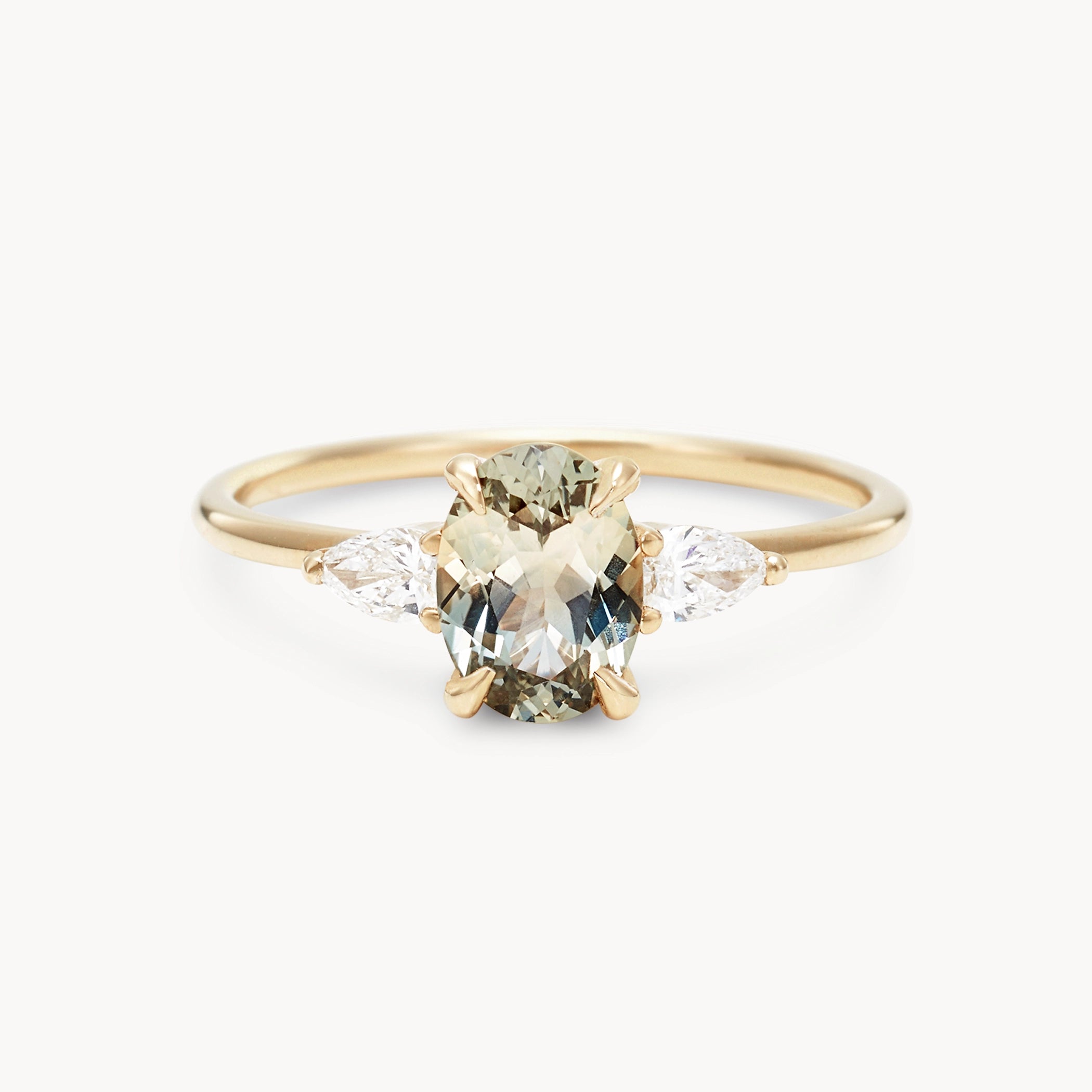 Unique 14K Yellow Gold Oval Sapphire & Diamond Ring - Handcrafted Garden Whispers Collection for Women, Perfect for Weddings, Anniversaries & Special Occasions