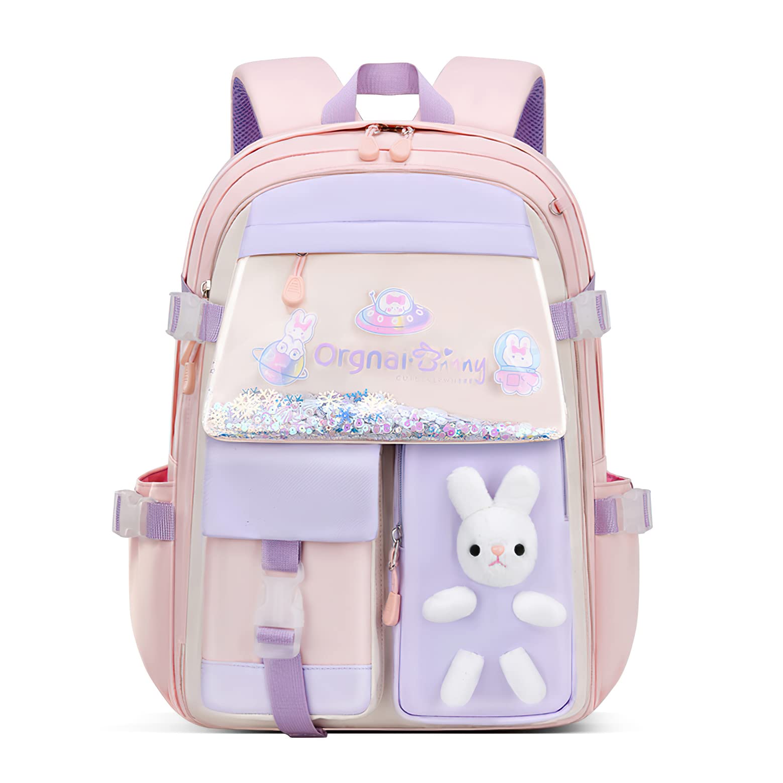 Stylish Pink-B Small Water Resistant Backpack for Women & Men - Durable School & College Bookbag for Students - Perfect for Travel, Commuting & Daily Use