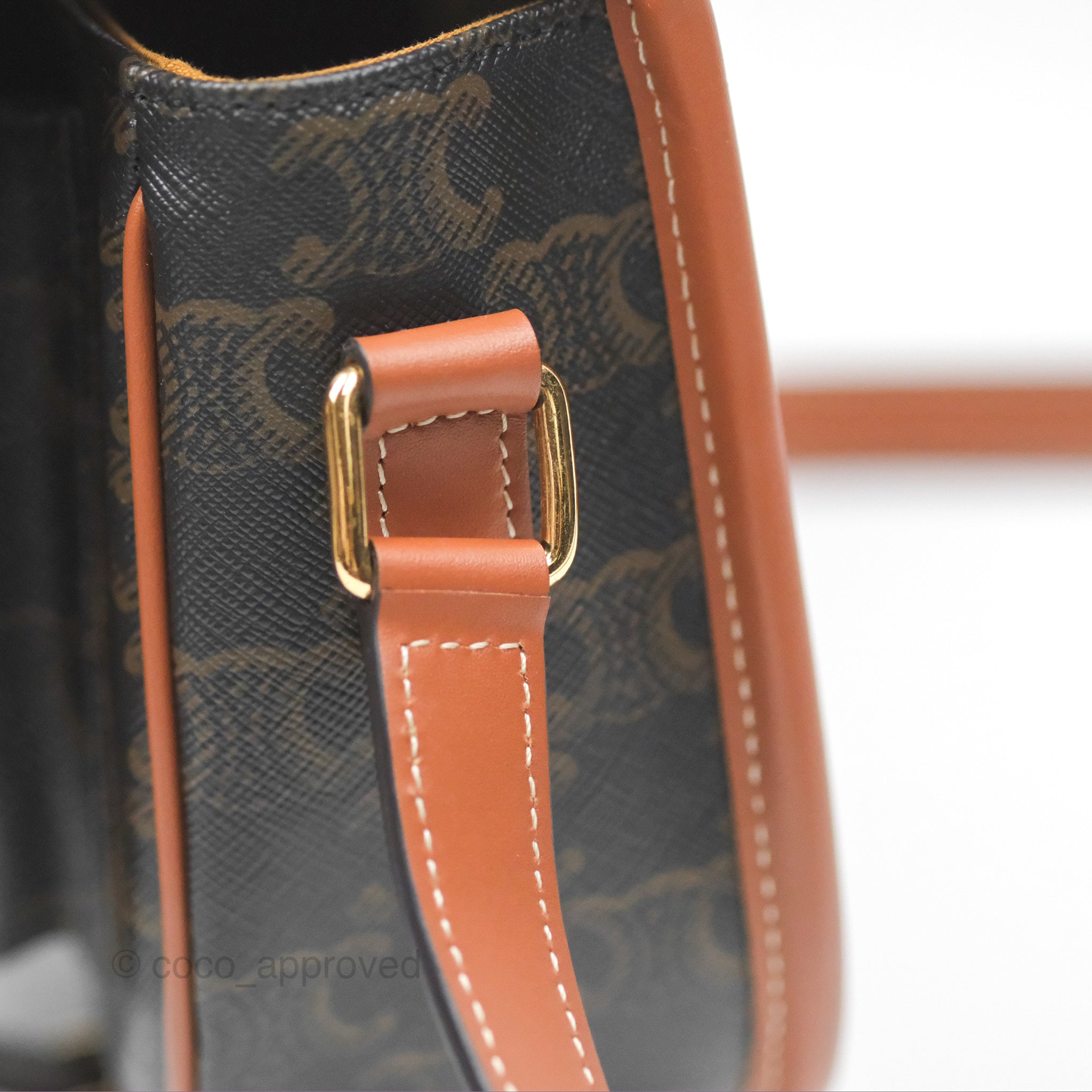 Celine Medium Folco Bag in Triomphe Canvas - Tan Crossbody Bag for Women | Luxury Handbag for Work, Travel & Everyday Use